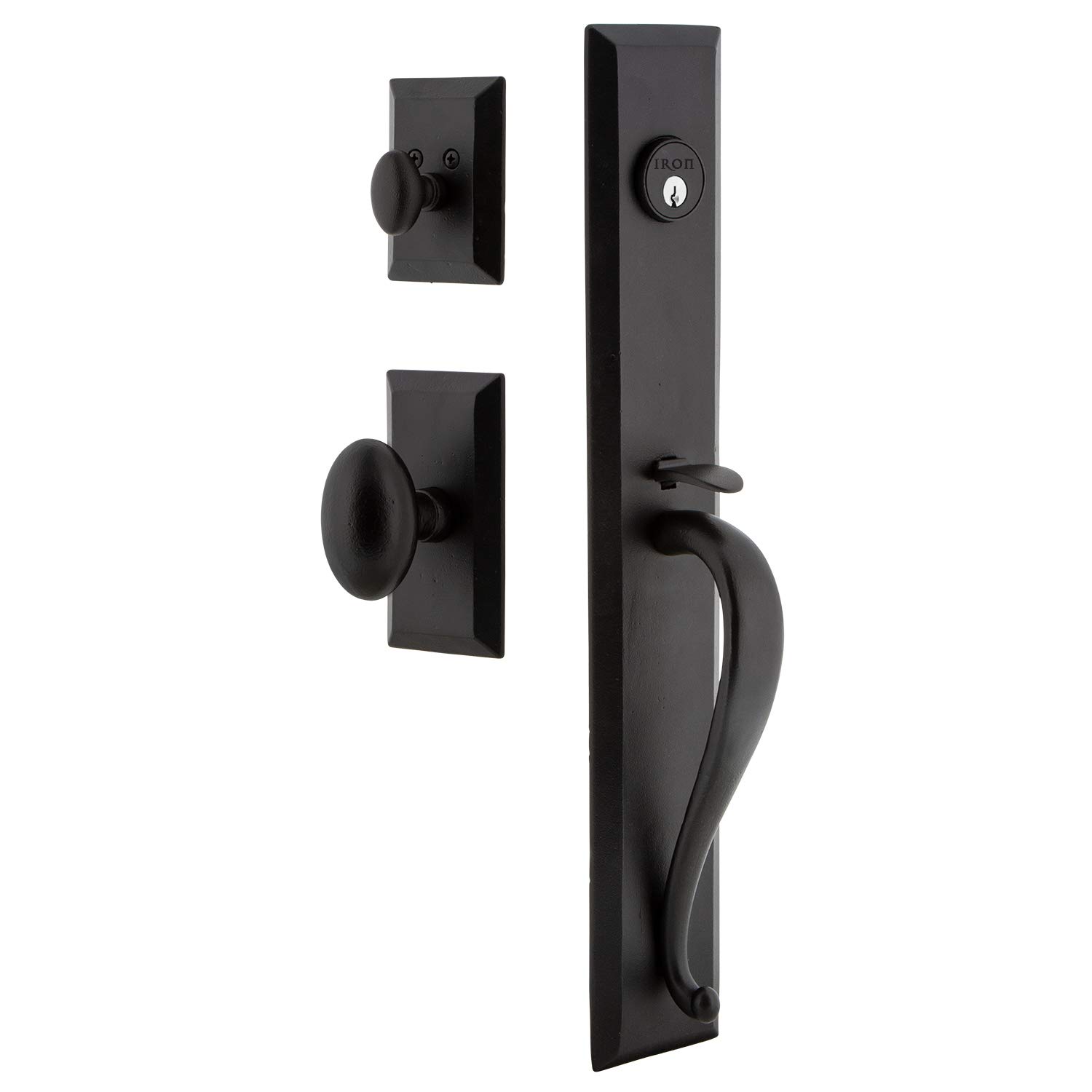 Ageless Iron 657779 Single Cylinder Entry Door Handleset with Grip Handle, Vale Plate & Aeg Knob - 2.75