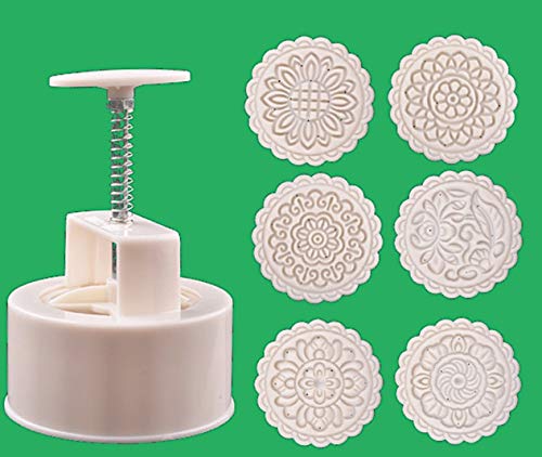 Premium Mooncake Molds & Cookie Cutters - Extra Large Round 6 Stamp Set (250g) for Baking, DIY Desserts, and Festival Treats