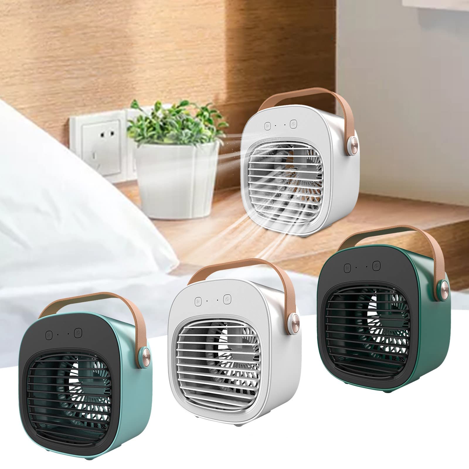 Rechargeable Portable Air Conditioner - 3 Speed Mini Air Cooler with 4-16 Hours Runtime, Ultra Quiet Personal Cooling Fan for Home, Bedroom, Office & Travel | Perfect for Desk Use, Summer Outdoors & Hot Weather Relief