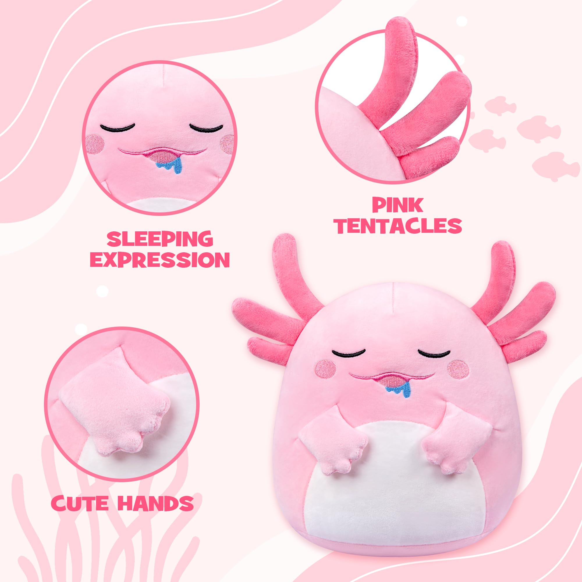 Cute Axolotl Plush Toy - Soft Stuffed Animal Pillow (9.45 inches) for Room Decor, Hugging Companion & Birthday Gifts - Perfect for Kids' Rooms, Nursery Decor, and Cuddling
