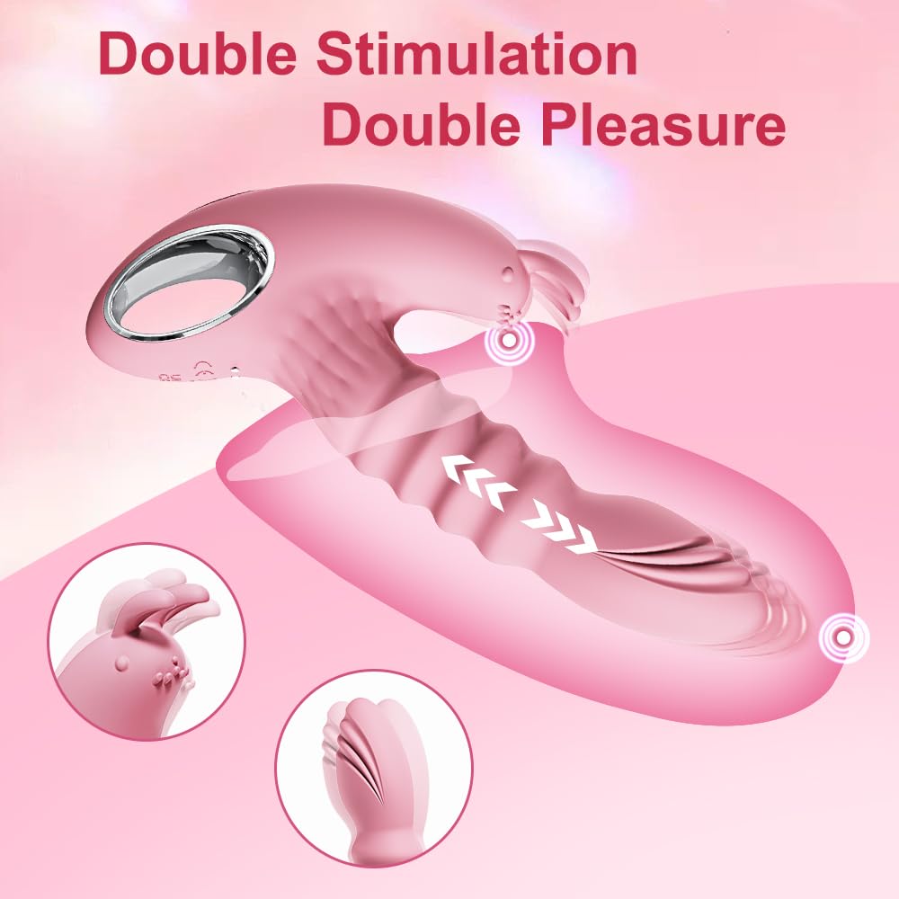 Realistic Rabbit Vibrator with 10 Vibration & Thrusting Modes - Dual Stimulation for G-Spot & Clitoris - Pleasure Sex Toy for Couples & Solo Play - Perfect for Romantic Nights & Self-Care Moments