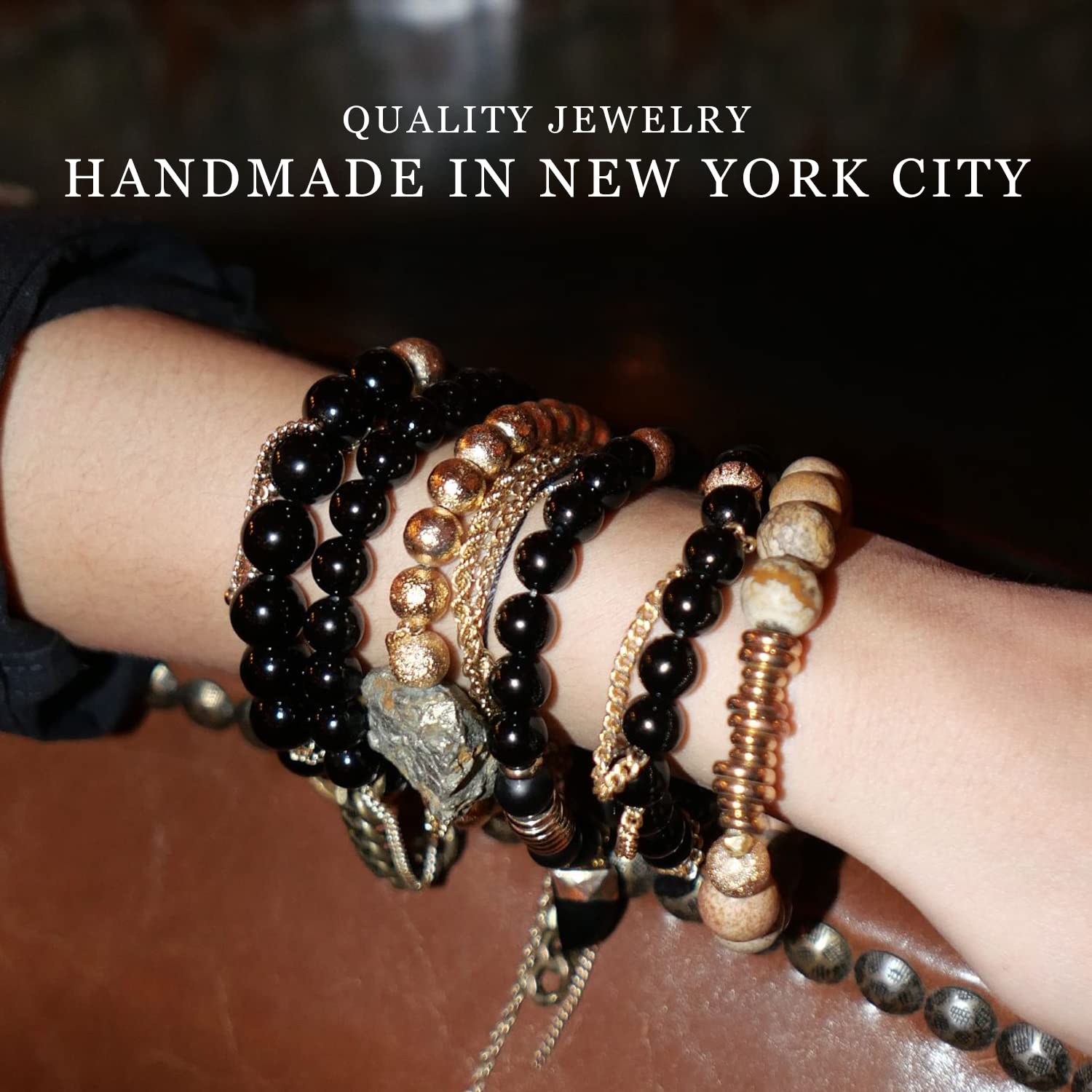Handmade Beaded Bracelets with Authentic Gemstones & Healing Crystals | Rose Gold Chain & Rose Blanc Charm | Spiritual Jewelry for Meditation, Yoga & Positive Energy | THE LACE PROJECT