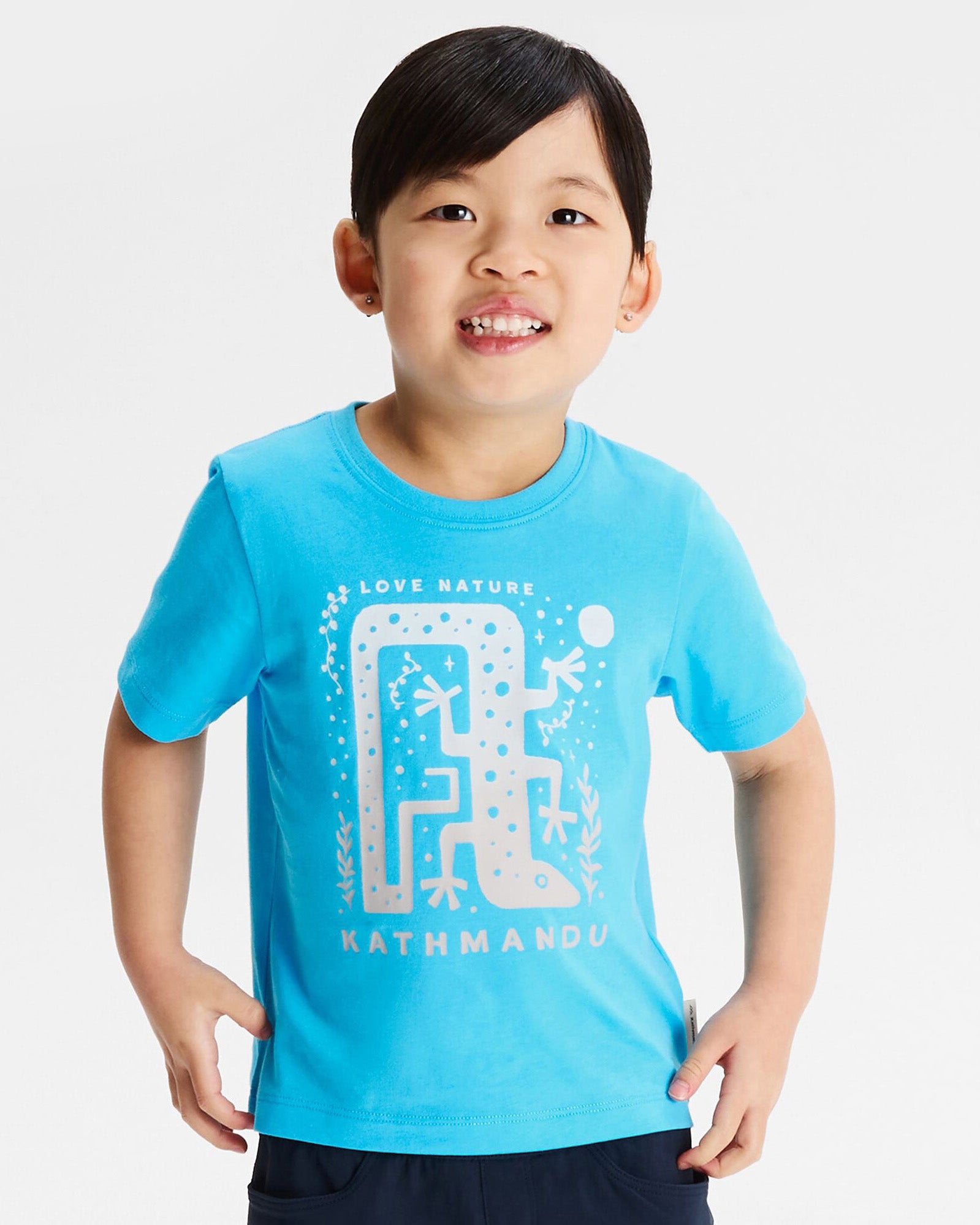 Organic Cotton Kids' Geo Skink T-Shirt - Light Sea Blue | Soft & Comfortable Tee for Boys & Girls | Perfect for Playdates, School & Outdoor Activities