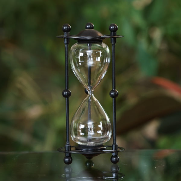 Black Domed Metal Hourglass Kit - Traditional & Three-Tier Sand Timer for Home Decor, Office Desk, and Meditation - Perfect for Gift Giving, Stress Relief, and Time Management
