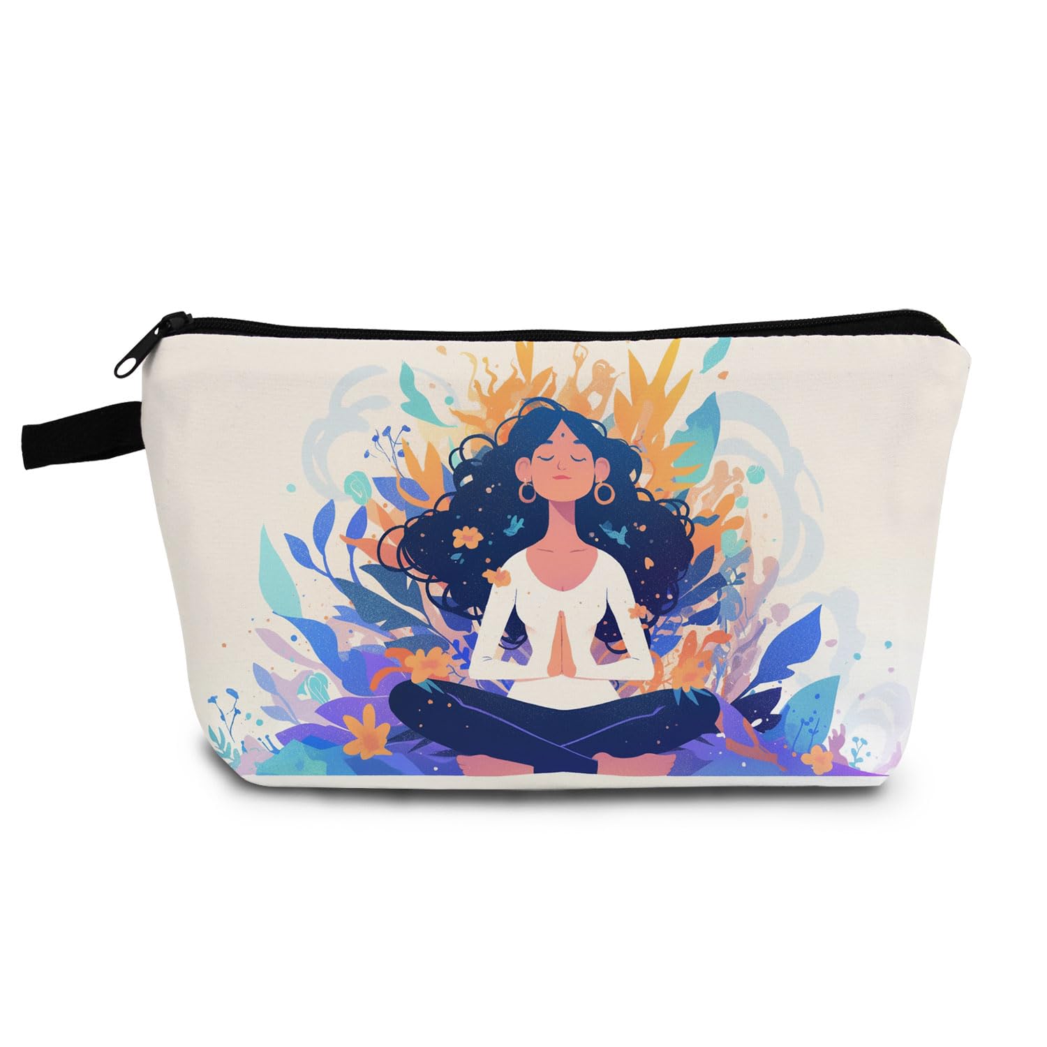 Colorful Yoga Makeup Bag with Zipper - Cute Small Organizer Cosmetic Bag for Yoga Lovers | Perfect Yoga Gift for Women, Friends & Coaches | Great for Yoga Classes, Travel & Gym Essentials Storage