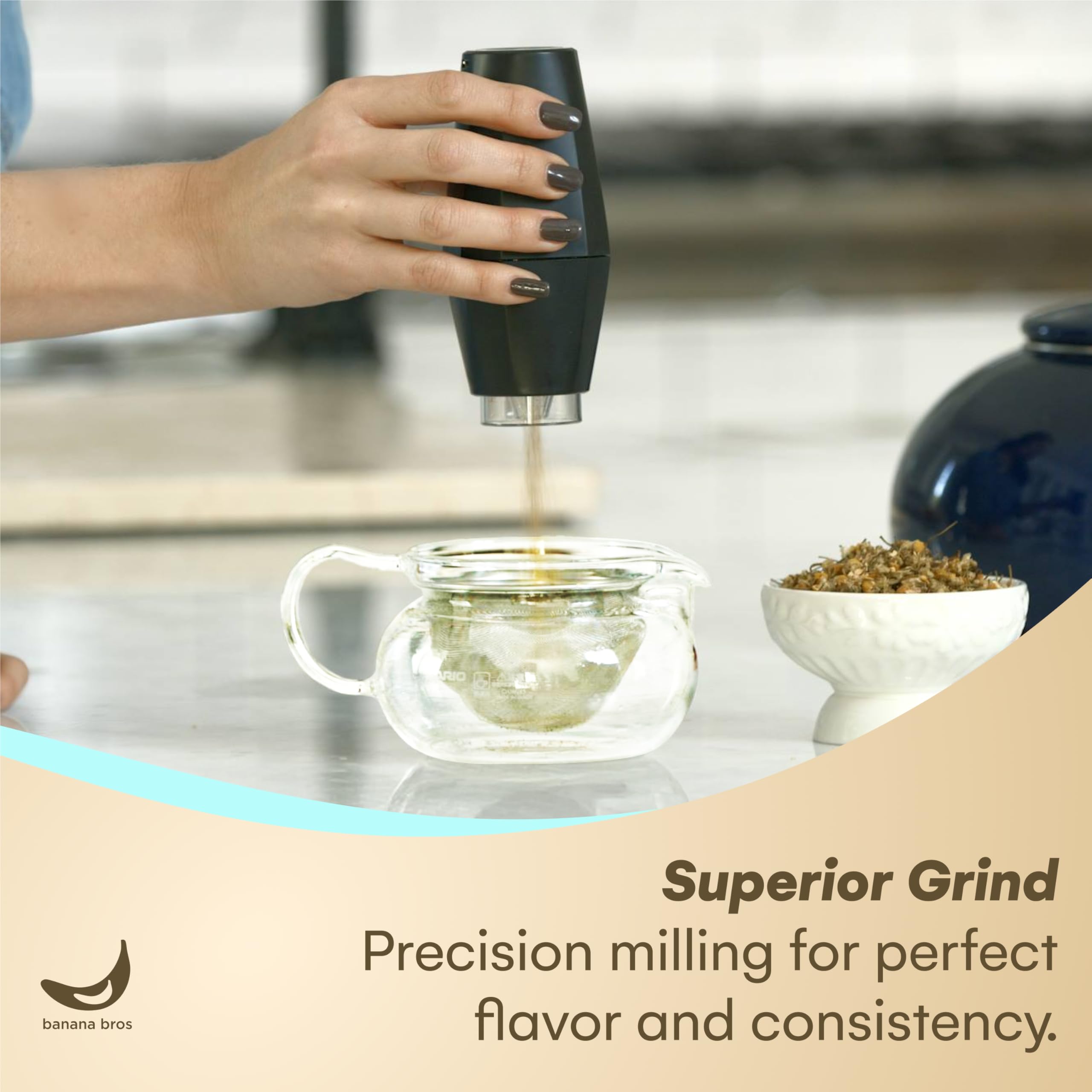 Banana Bros OTTO Electric Smart Spice Grinder - Automatic AI Grinding Machine with Precision Technology - OG Black - Perfect for Freshly Ground Coffee, Herbs & Spices in Kitchens & Bars