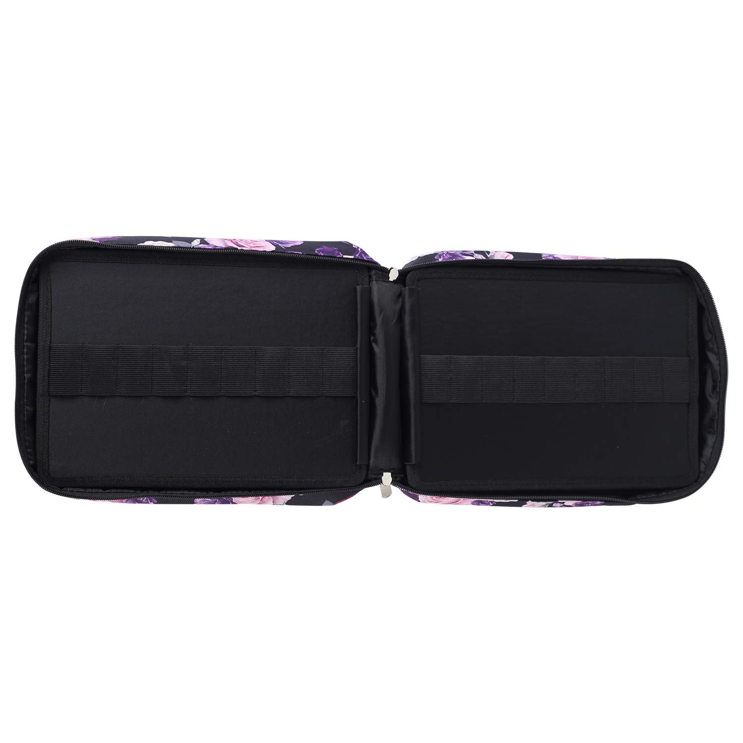 Shulaner Large Capacity Nylon Pencil Case - Holds 270-274 Colored Pencils or 180-184 Gel Pens, Zipper Closure Artist Pencil Organizer (Purple Rose) - Perfect for Art Students, Professional Artists & School Supplies