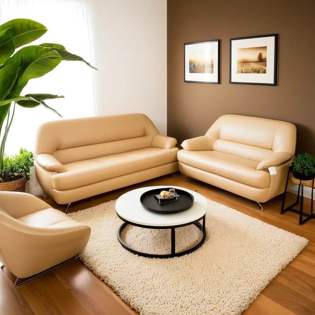 Stylish Faux Leather Sofa - Modern PU Leather Couch for Living Room, Office & Lounge - Comfortable & Durable Furniture for Home Decor