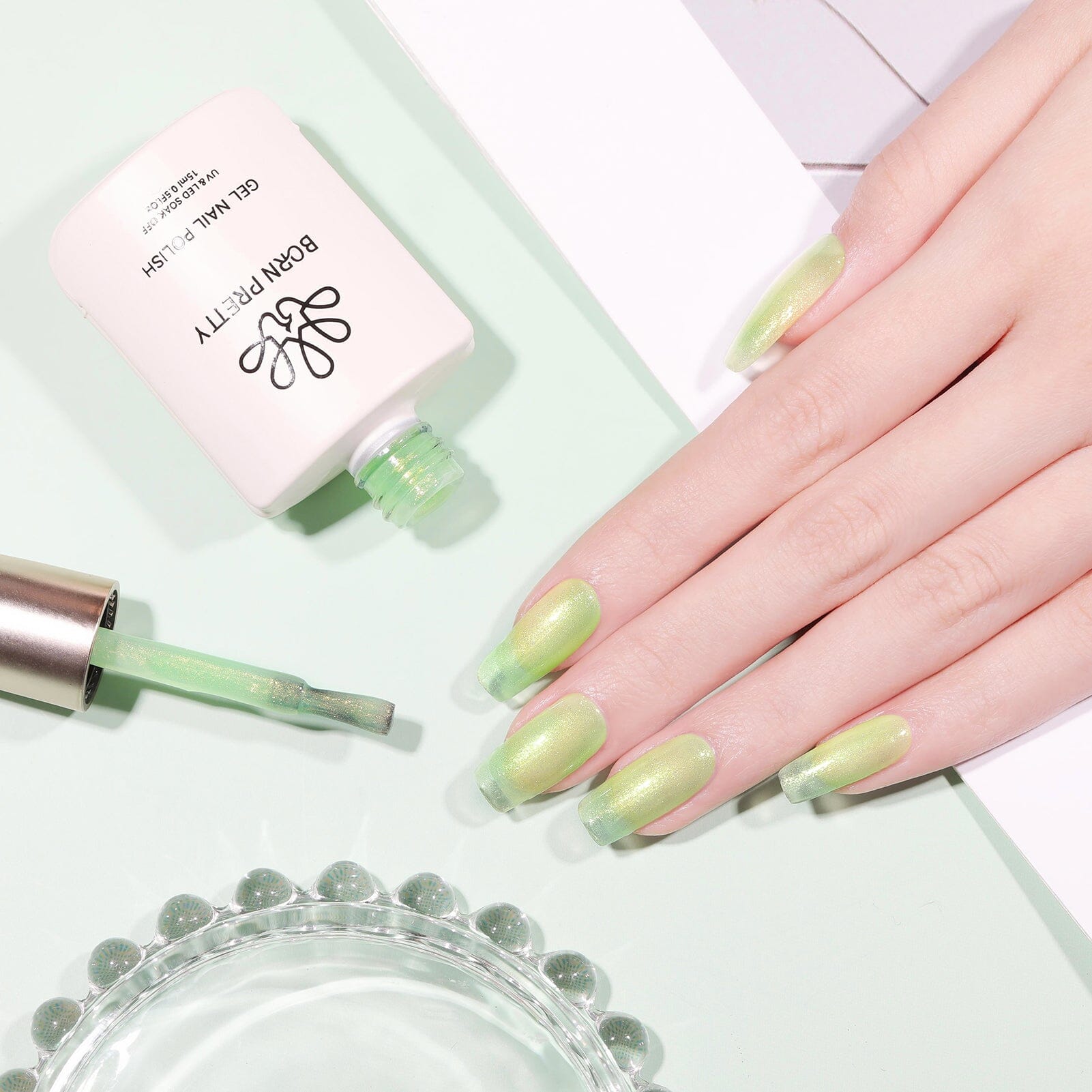 Hema-Free Glitter Jelly Gel Nail Polish #01 - 15ml Long Lasting Vegan Nail Lacquer for Manicure & Pedicure at Home or Salon