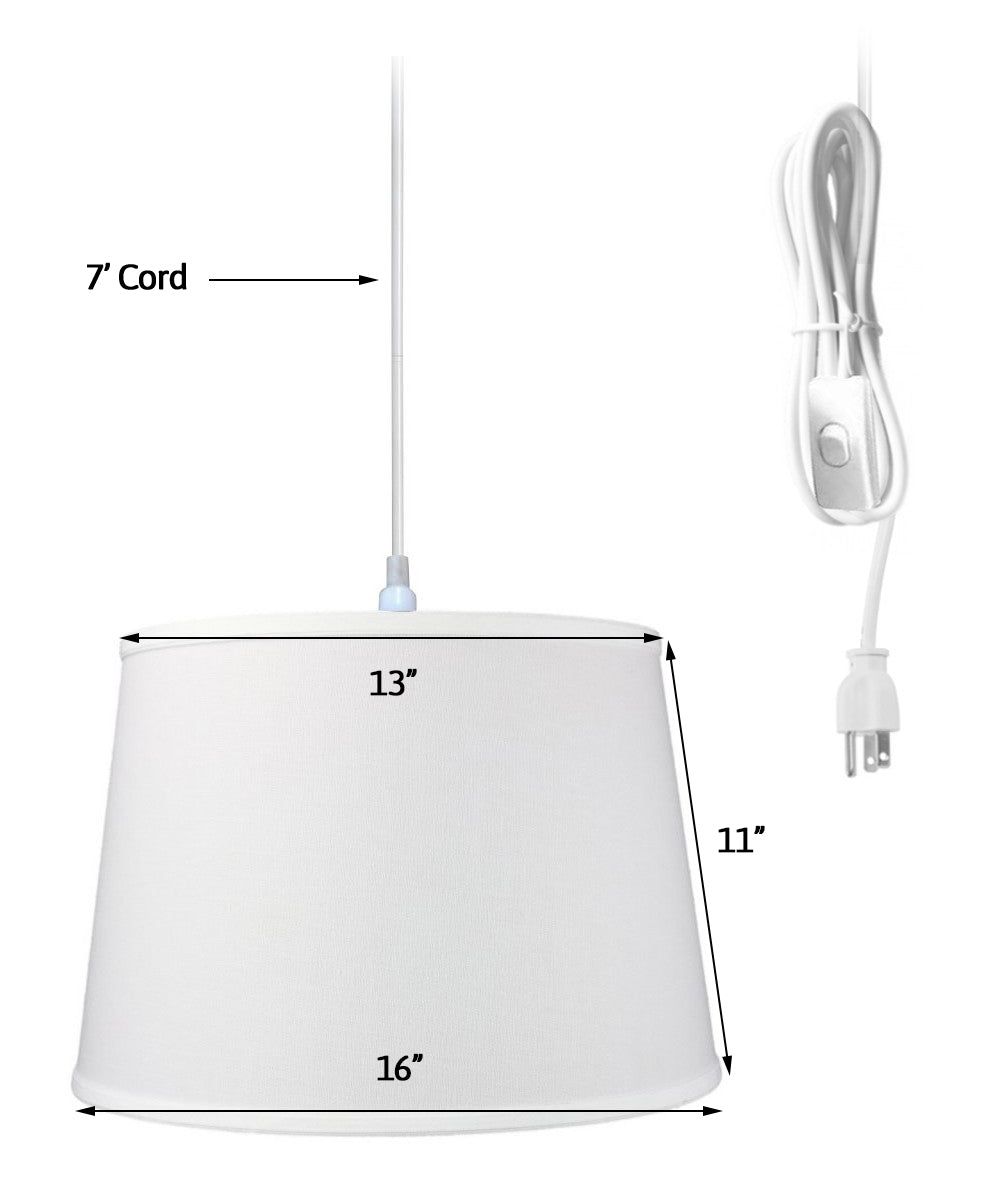 16W Plug-In Pendant Light with White Shade & Cord - Modern Hanging Fixture for Kitchen Island, Dining Room or Bedroom Lighting