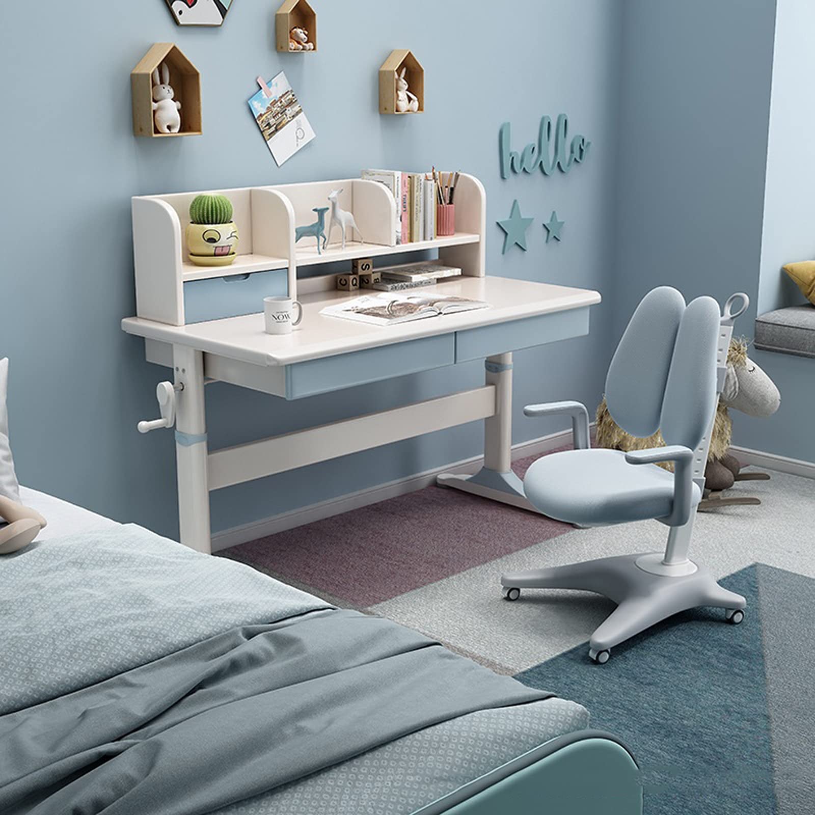 Adjustable Kids Study Desk & Chair Set for Home Schooling - Posture Correction & Computer Use