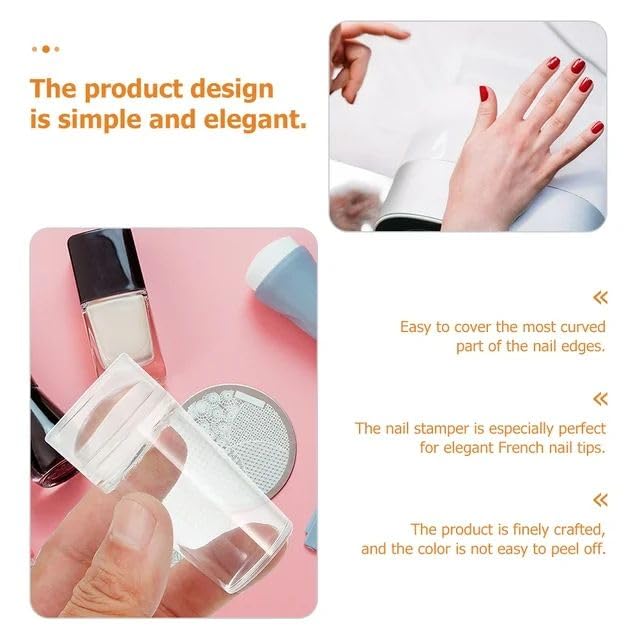 Professional French Tip Nail Art Stamper Set - Clear Silicone Stamping Jelly with Scraper & Nail Holder for Perfect Manicures | DIY Nail Design Tools for Salon-Quality Results at Home | Ideal for Nail Art Beginners and Professionals