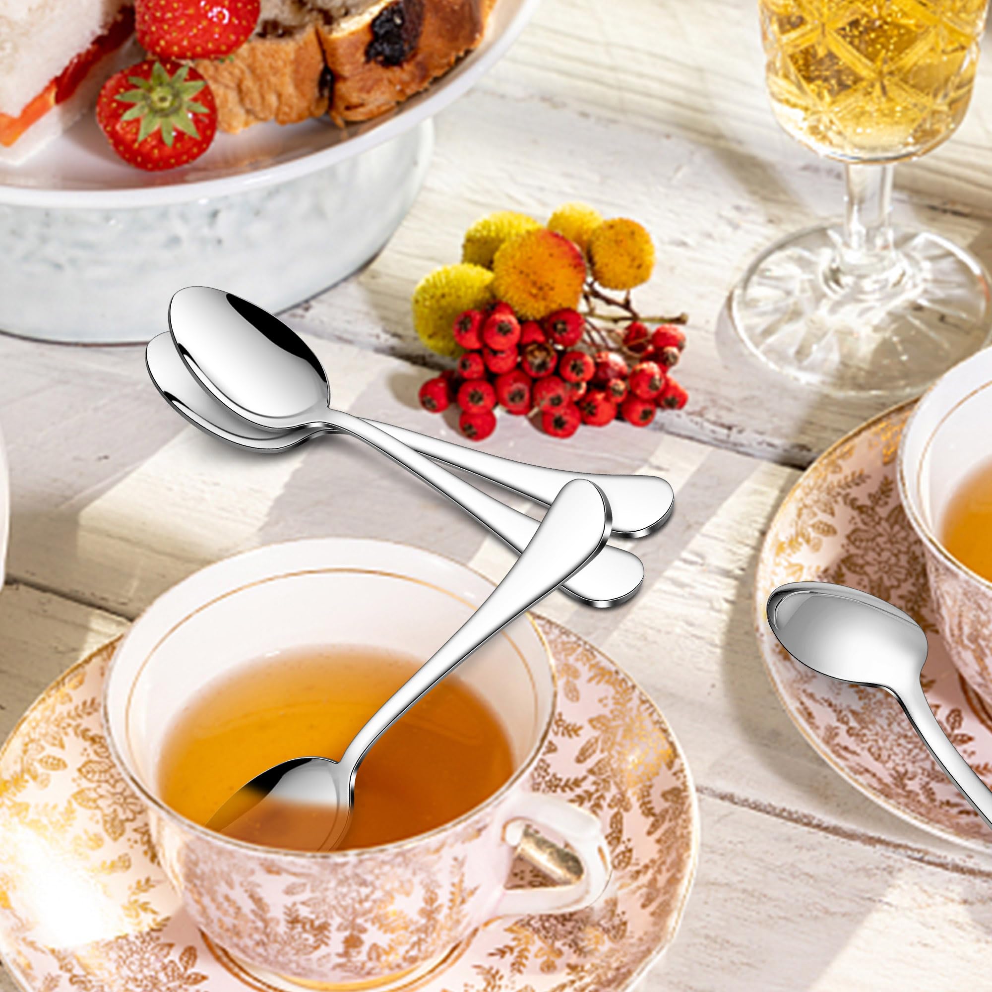 Premium 12-Piece E-far Coffee Spoon Set - 5 Inch 18/10 Stainless Steel Small Spoons for Espresso, Tea & Dessert - Mirror Finish & Ergonomic Round Handle - Dishwasher Safe - Perfect for Coffee Shops, Restaurants & Home Use