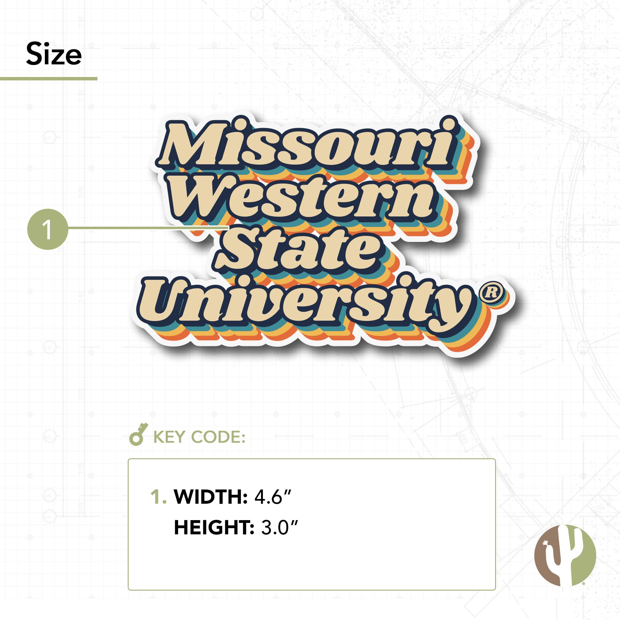 Vintage 70s MWSU Griffons Vinyl Decal Sticker - Desert Cactus Design for Laptop, Water Bottle, Car & Scrapbook | Western Missouri State University Alumni Gift & School Spirit Accessories