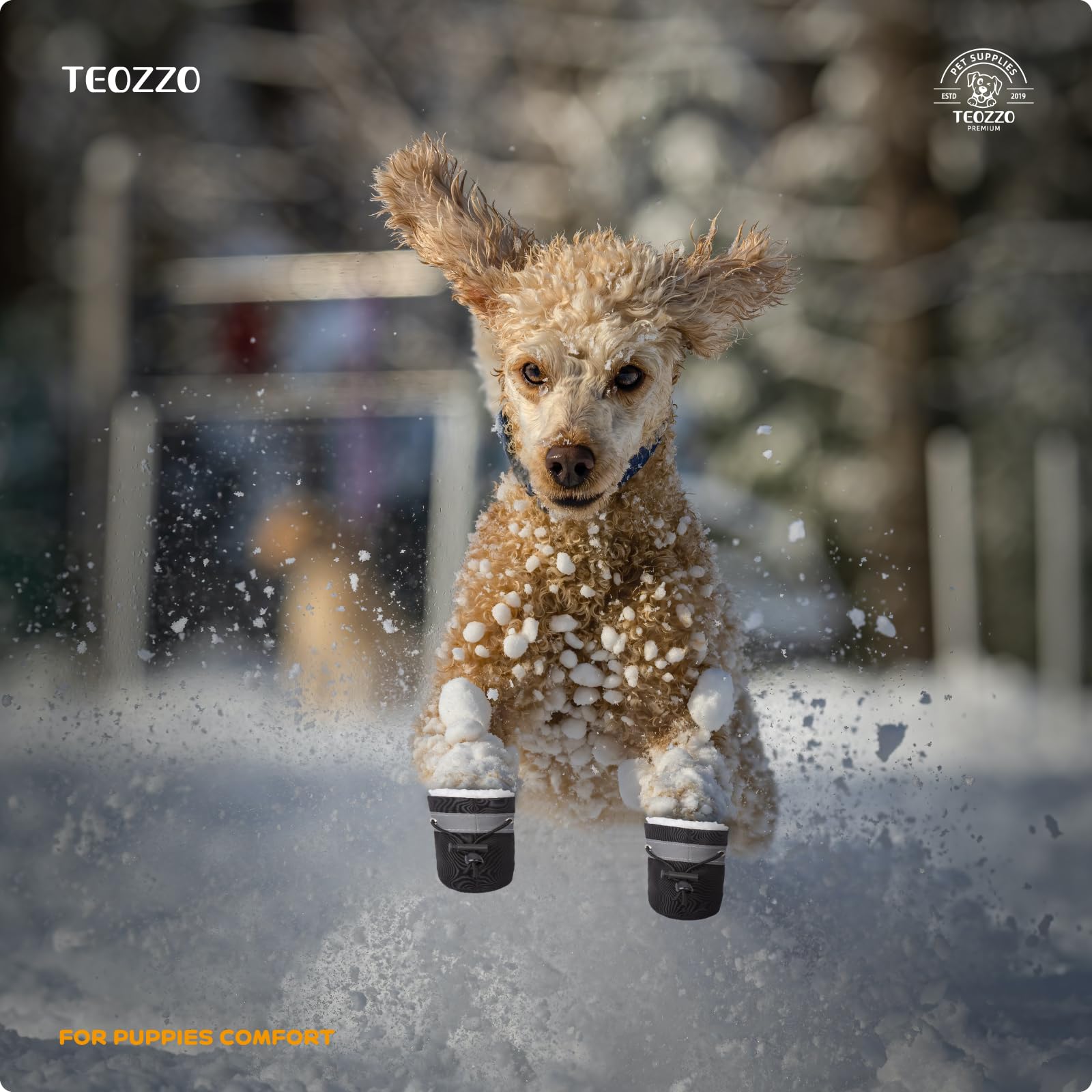 **Waterproof Dog Boots for Winter - Warm Snow Booties with Reflective Strips for Small & Medium Dogs (4PCs, Black, Size 6) - Ideal for Snow, Ice, and Outdoor Adventures**