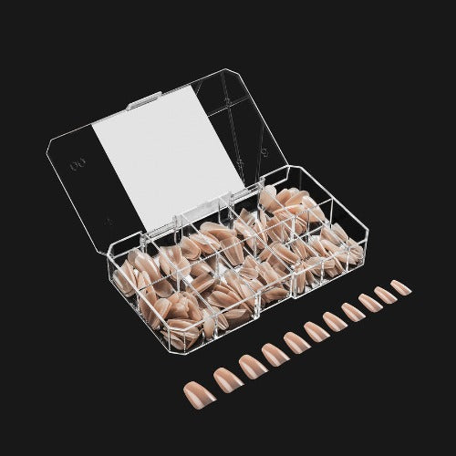 Apres Gel X Neutrals Alex Natural Nail Tips 150pc - Short Coffin Shape for DIY Manicures & Salon Use | Perfect for Home, Parties, and Professional Nail Art