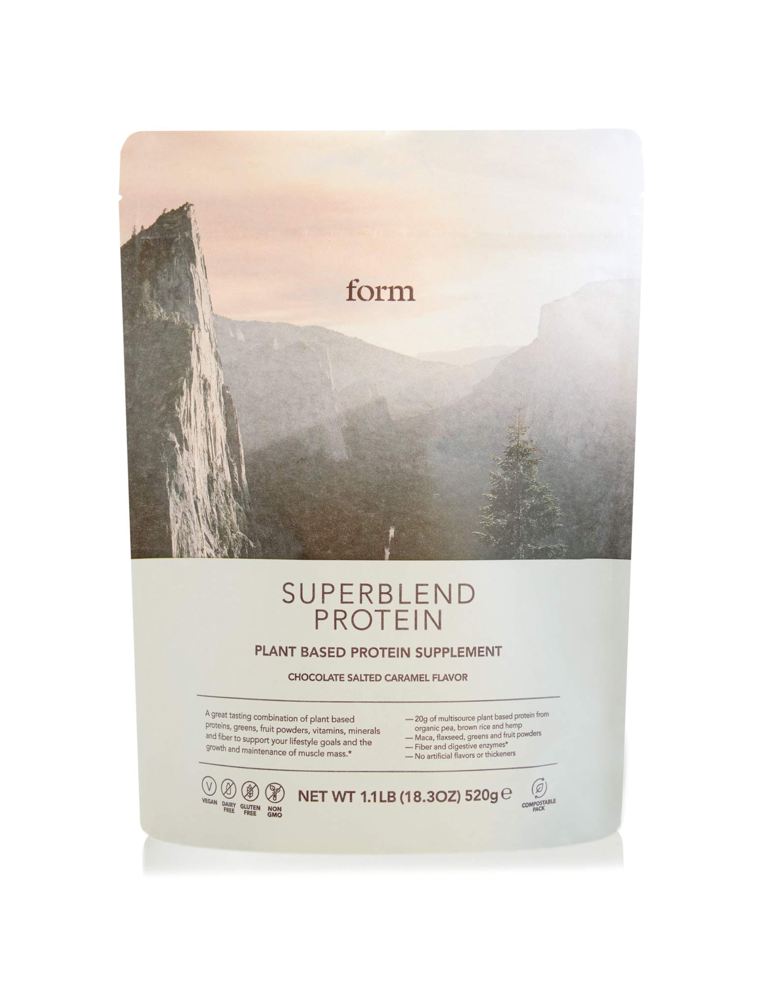 Form Superblend Vegan Protein Powder with Superfoods, Vitamins & Minerals - 20g Plant-Based Protein per Serving, Chocolate Salted Caramel Flavor - Perfect for Post-Workout Recovery & Healthy Smoothies