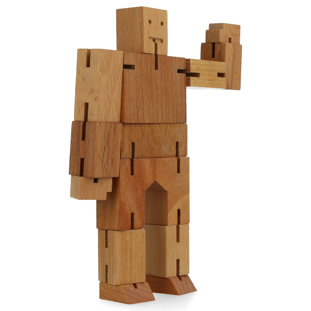 Cubebot Small Natural Wooden Puzzle Toy - Fun Brain Teaser for Kids & Adults, Perfect for Home, Office & Travel