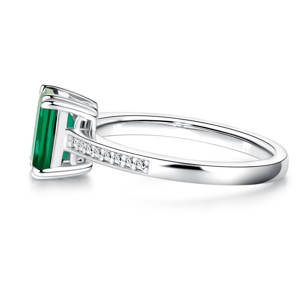 Exquisite Petite Micropavé Emerald Cut Emerald Ring for Women - Elegant Wedding, Engagement & Anniversary Jewelry Gift