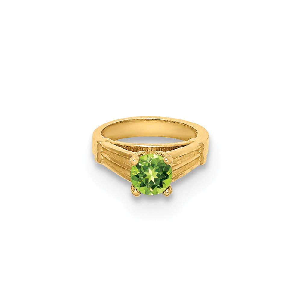 14k Yellow Gold Wedding Ring with Green Glass Charm - Elegant Bridal Jewelry