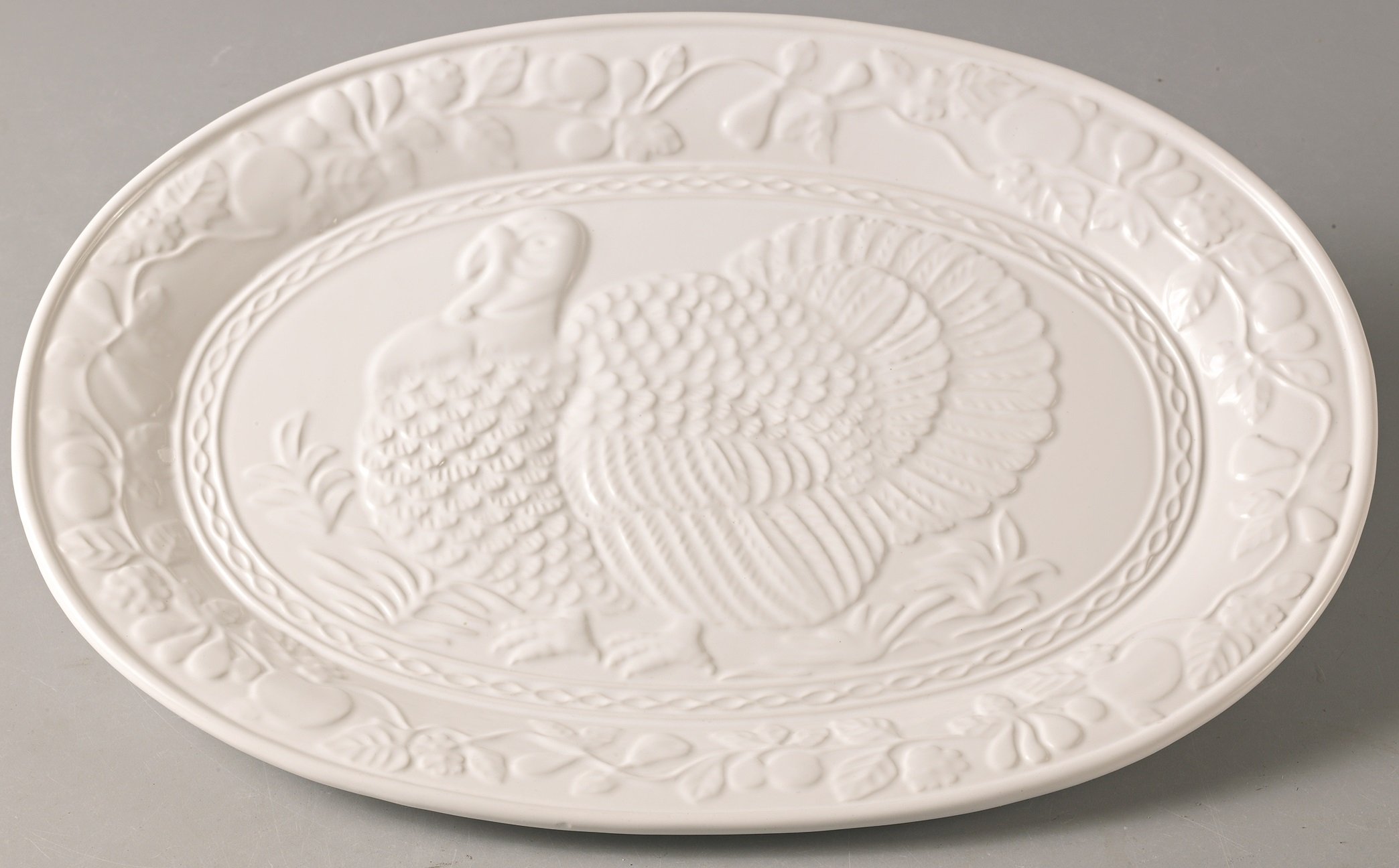 Premium 18.5 Inch Red Vanilla Wild Turkey Serving Platter - Perfect for Thanksgiving Dinner, Holiday Entertaining & Special Occasions