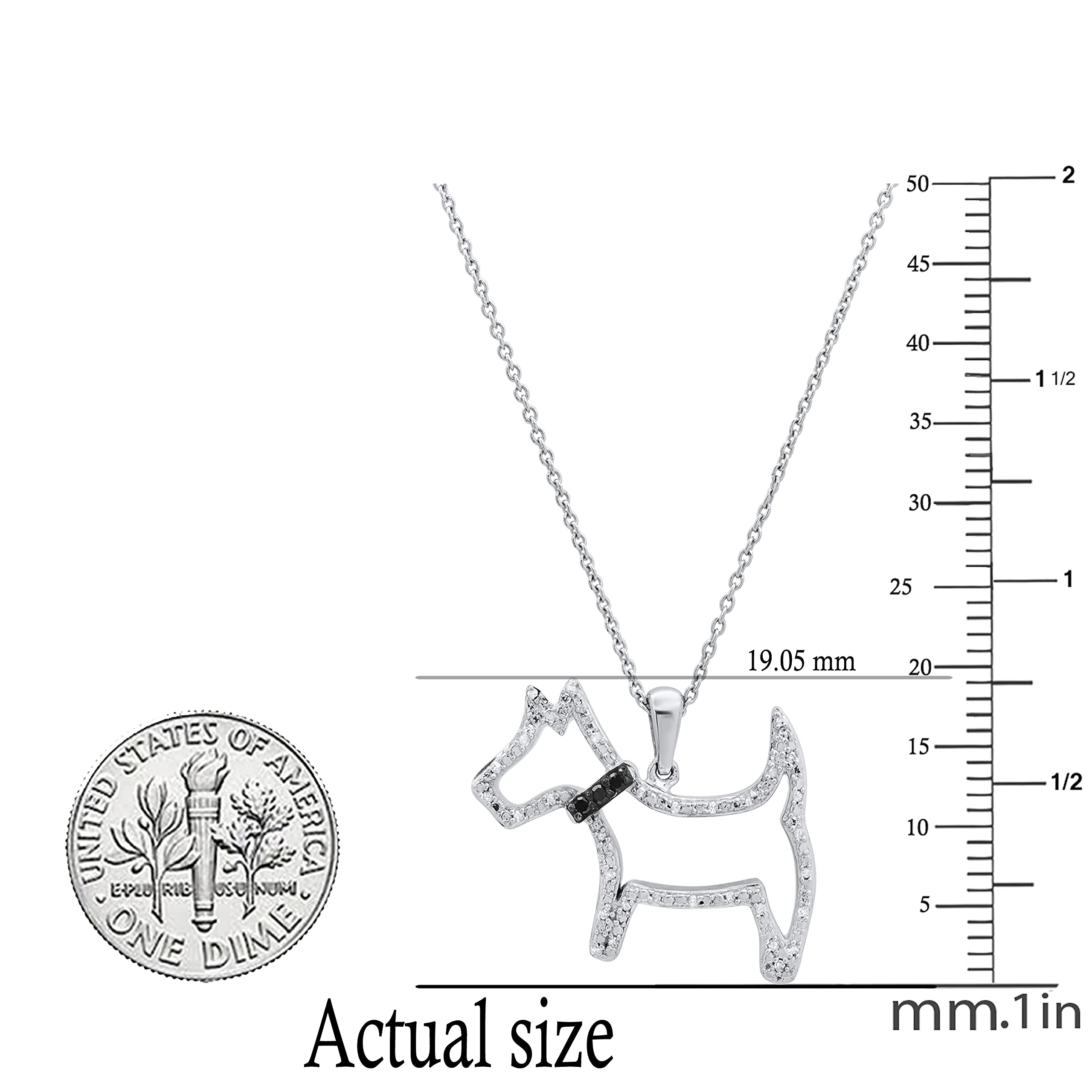 Dazzlingrock Collection 925 Sterling Silver Scottie Pet Dog Pendant Necklace with Black Diamond Accents - Perfect Gift for Dog Lovers, Women's Jewelry for Casual Wear & Special Occasions