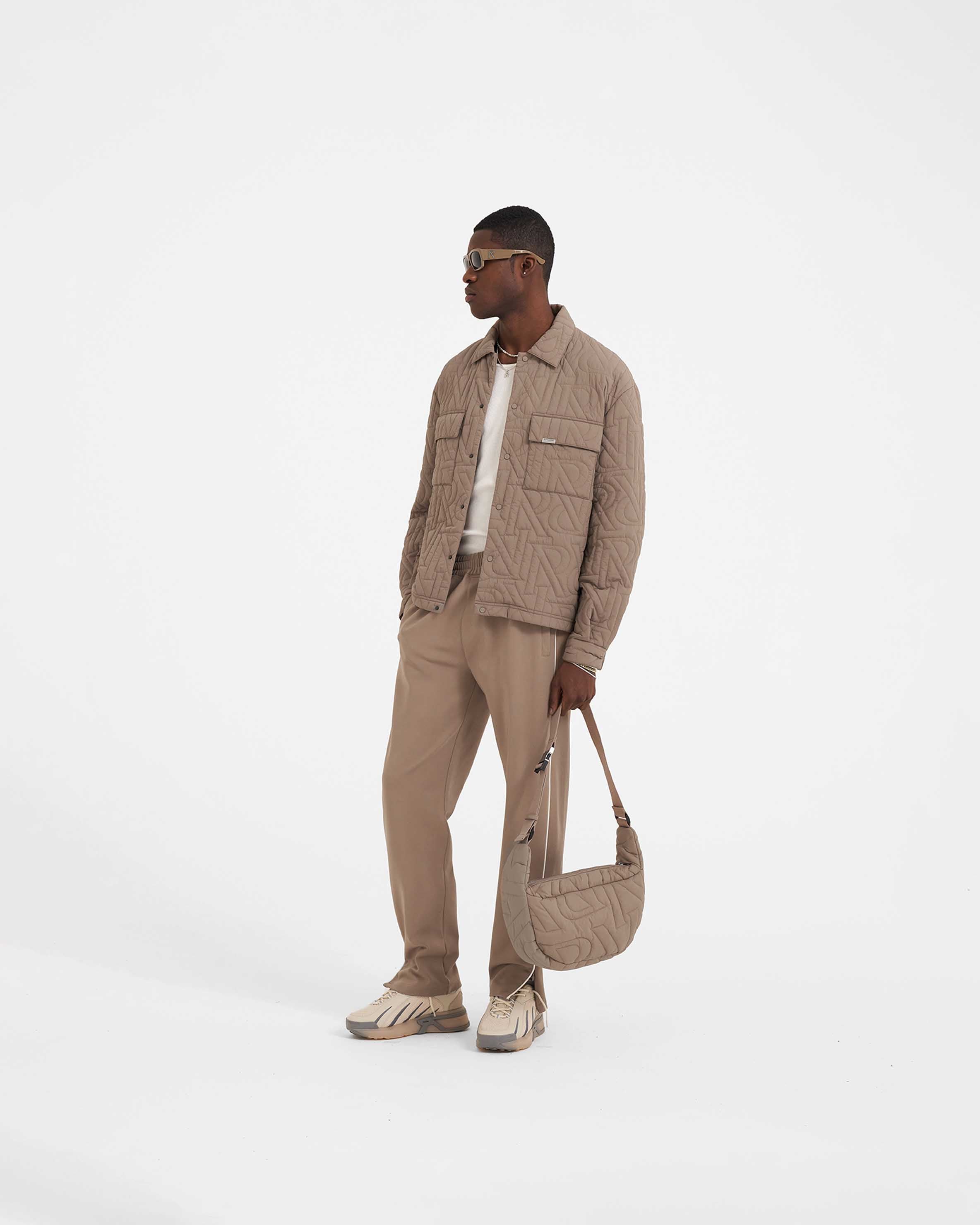 Split Trackpant for Men - Comfortable Jogger Pants with Side Stripes | Mushroom Color | Perfect for Gym, Running & Casual Wear