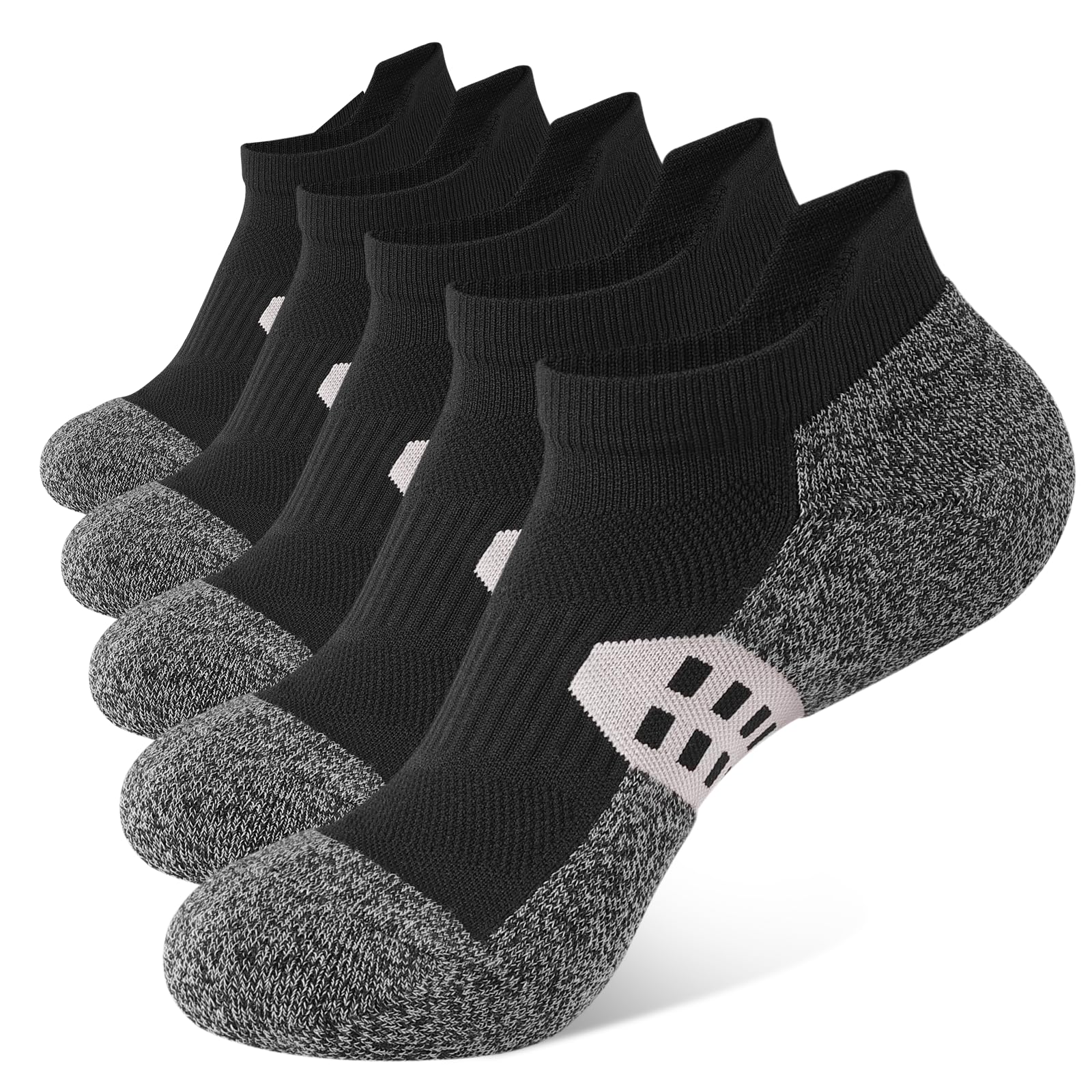 Women's Ankle Compression Socks - 5 Pairs Low Cut Athletic Running Socks with Arch Support for Workout, Sports & Everyday Comfort