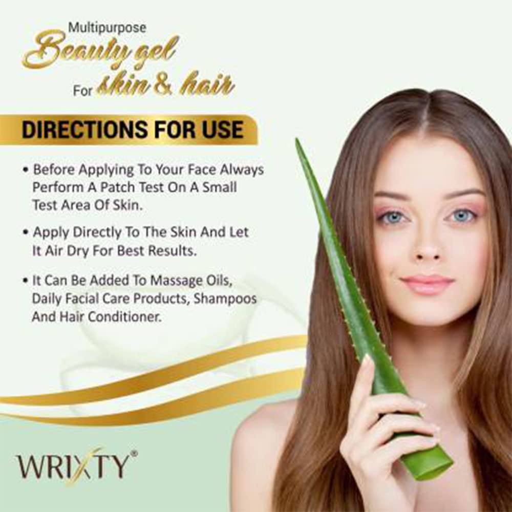 Wrixty Aloe Vera Gel for Face, Skin & Hair Care - 100% Natural, Paraben-Free, Silicone-Free, No Mineral Oil or Synthetic Fragrance - 130ml | Hydrating Moisturizer for Dry Skin, Sunburn Relief & Hair Conditioning