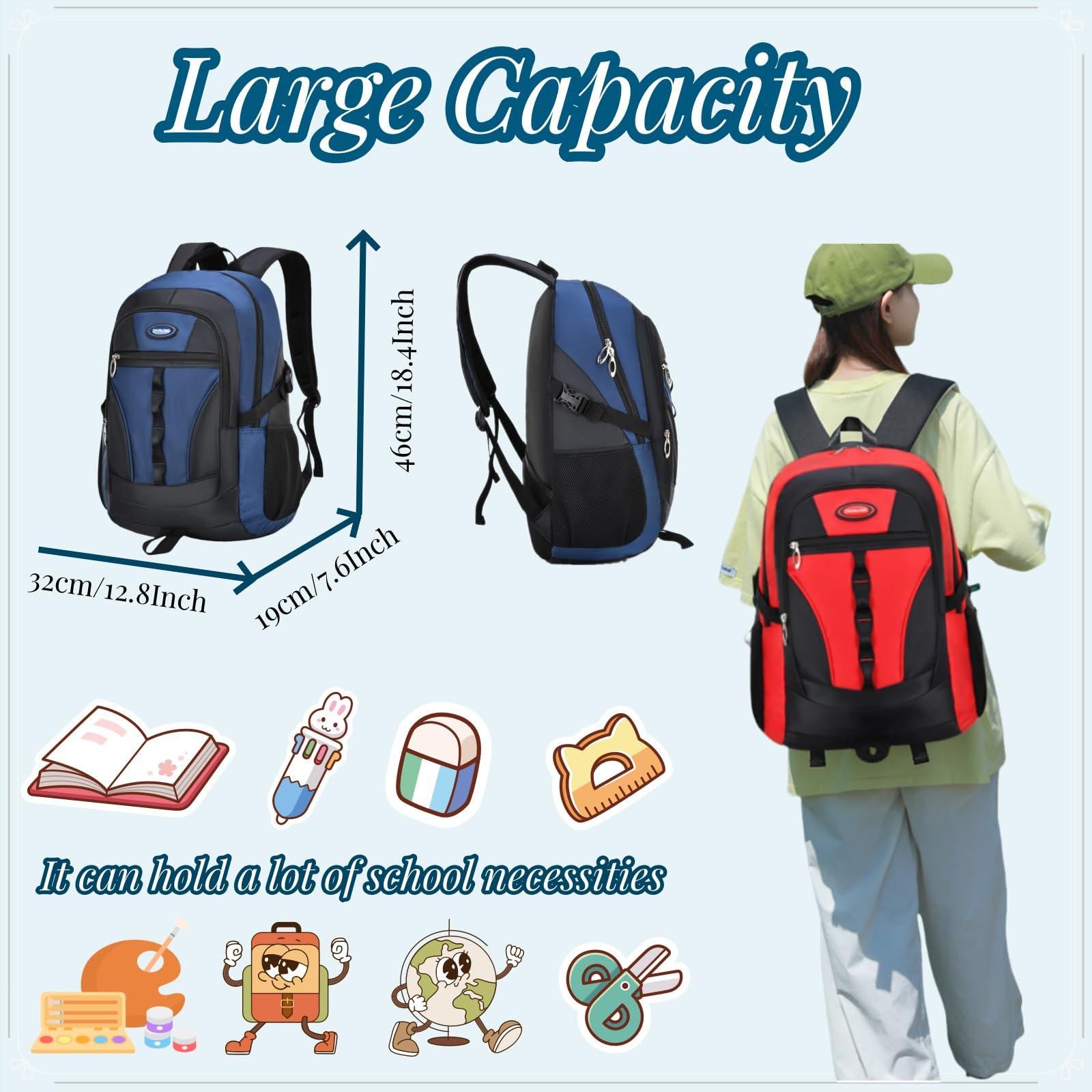 VIDOSCLA Kids Backpack for School & Travel - Lightweight Durable Book Bag for Boys & Girls, Elementary to Middle School Students - Perfect for Daily Use, Outdoor Adventures & Commuting