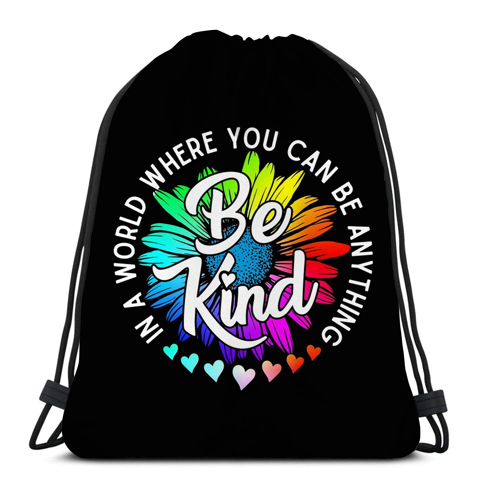 KENT HILL Inspirational 'Be Kind' Drawstring Backpack for Women & Girls - Perfect Gift for Gym, Yoga, Sports & Shopping - Motivational Fashion Accessory for School, Travel & Everyday Use