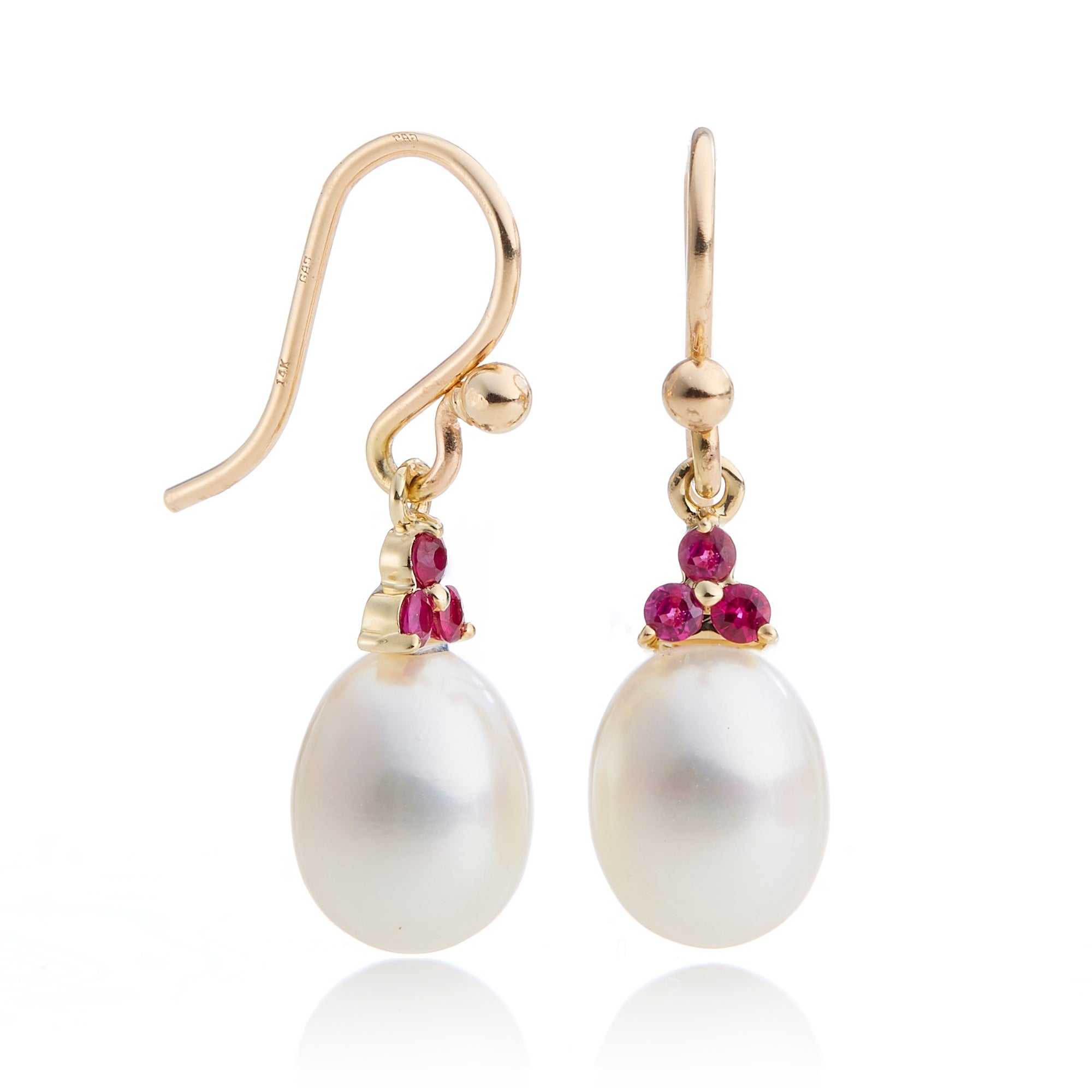 Elegant Madison Drop Earrings with Pearls & Rubies - Perfect for Weddings, Parties & Special Occasions