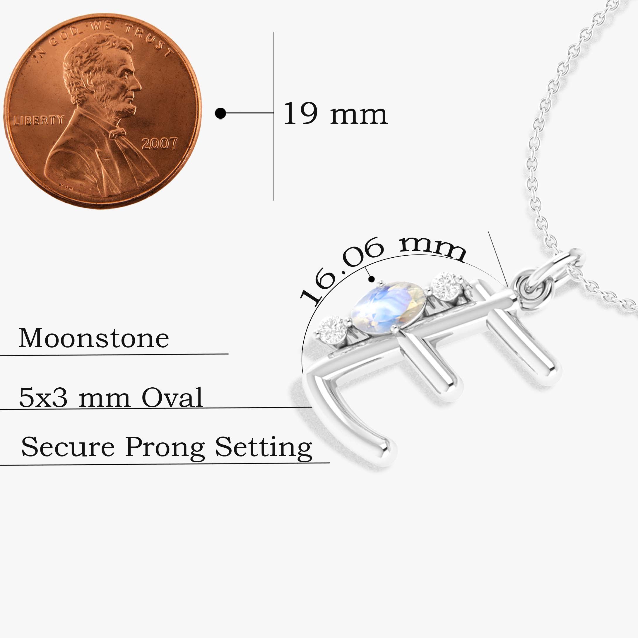 Initial E Alphabet Pendant Necklace with Natural Moonstone & Zircon - Elegant Personalized Jewelry Gift for Women, Perfect for Birthdays, Anniversaries & Everyday Wear