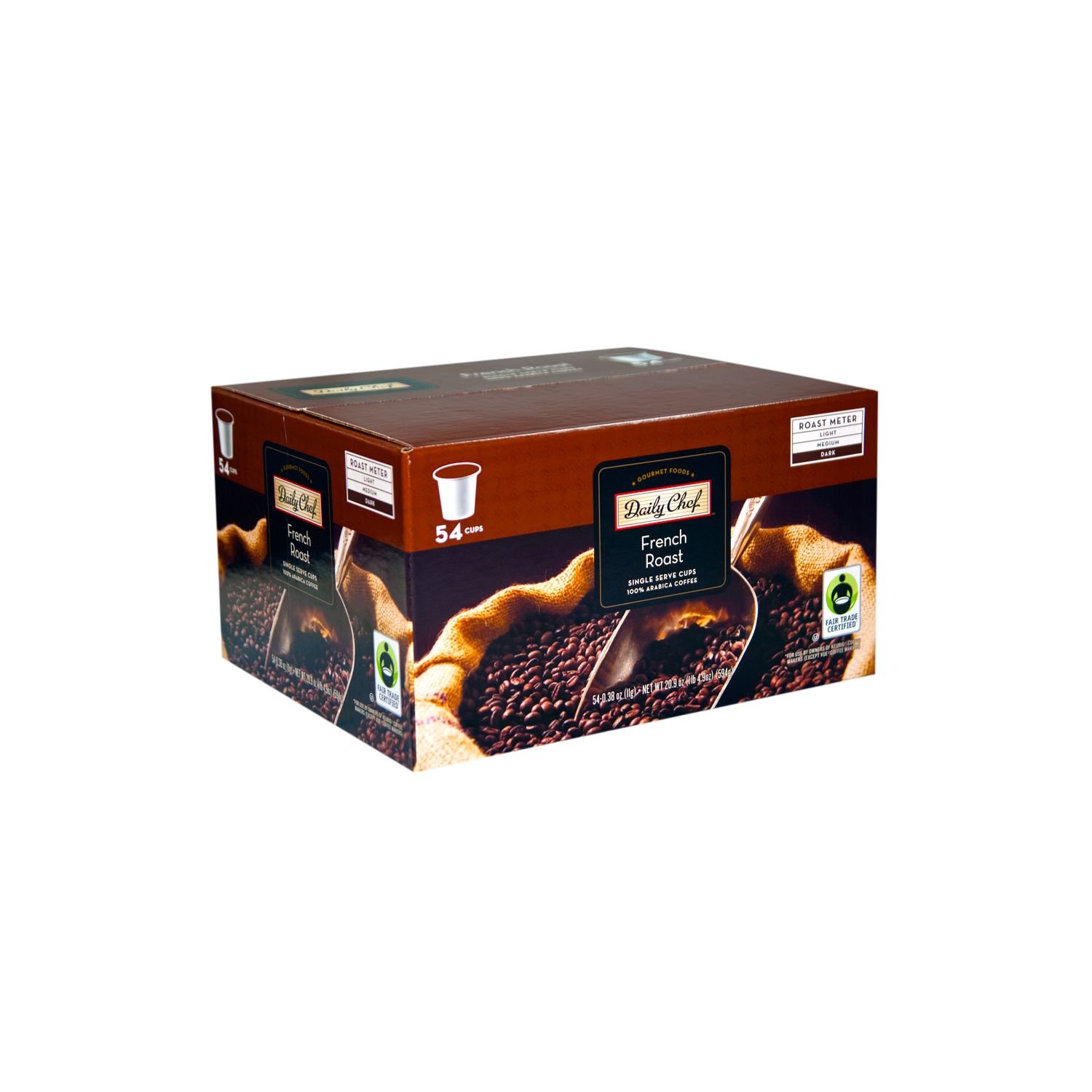 Daily Chef French Roast Coffee Single Serve Cups - 54 Count Pods for Keurig Brewers | Strong Dark Roast Coffee Pods for Home & Office Use