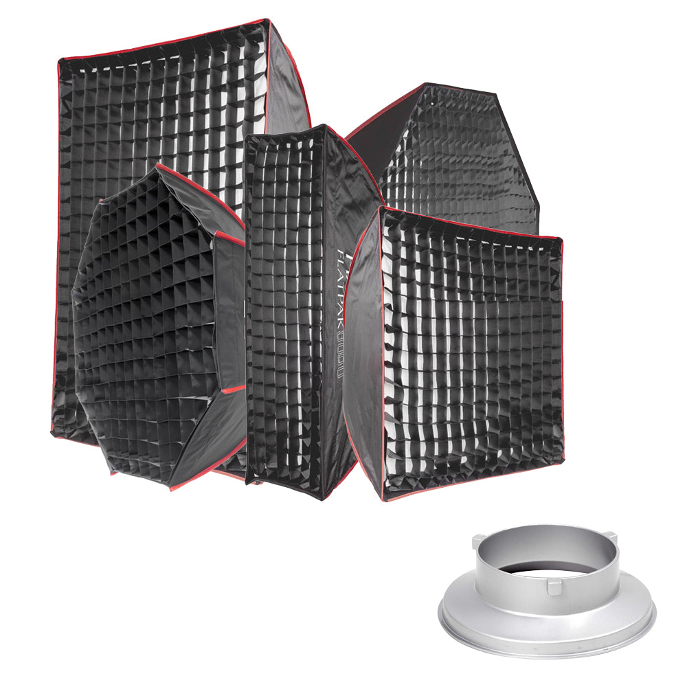 Professional Photography Softbox Lighting Kit - 3-Piece FlatPak Softbox Bundle with Multiple Sizes & Shapes for Studio, Portrait, and Product Photography
