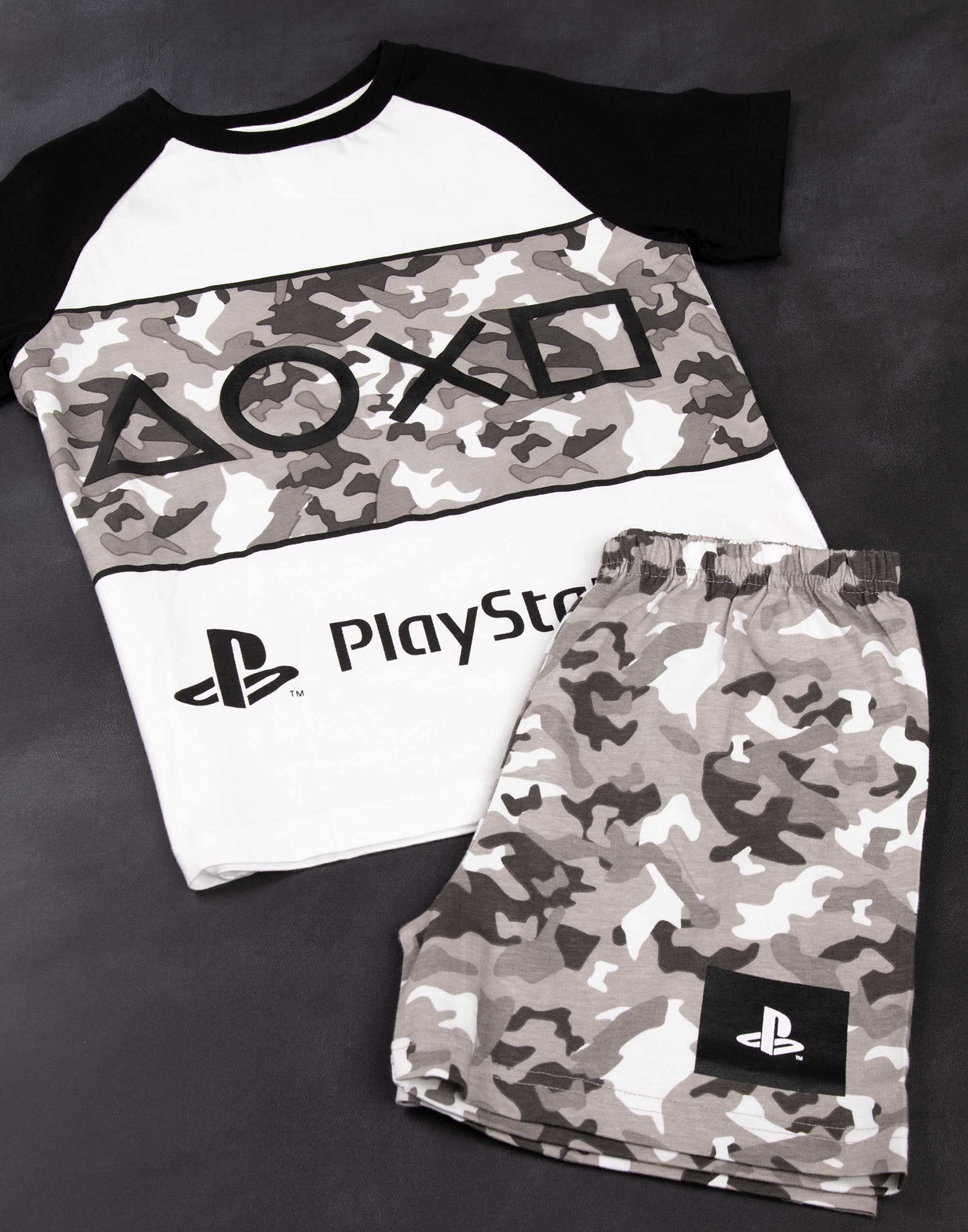 **PlayStation Pajamas for Boys - Camo Print Game-Themed Sleepwear (Long & Short Sleeve Options) - Perfect for Gaming Nights & Sleepovers**