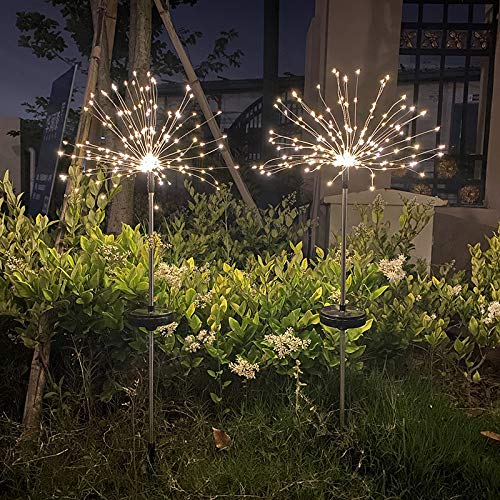105 LED Solar Firework Lights Outdoor - Multi-Color Waterproof Solar Garden Stake Lights for Walkway, Pathway, Backyard - Christmas, Party & Holiday Decoration (Set of 2) - Perfect for Patio, Lawn, Yard & Landscape Lighting at Night