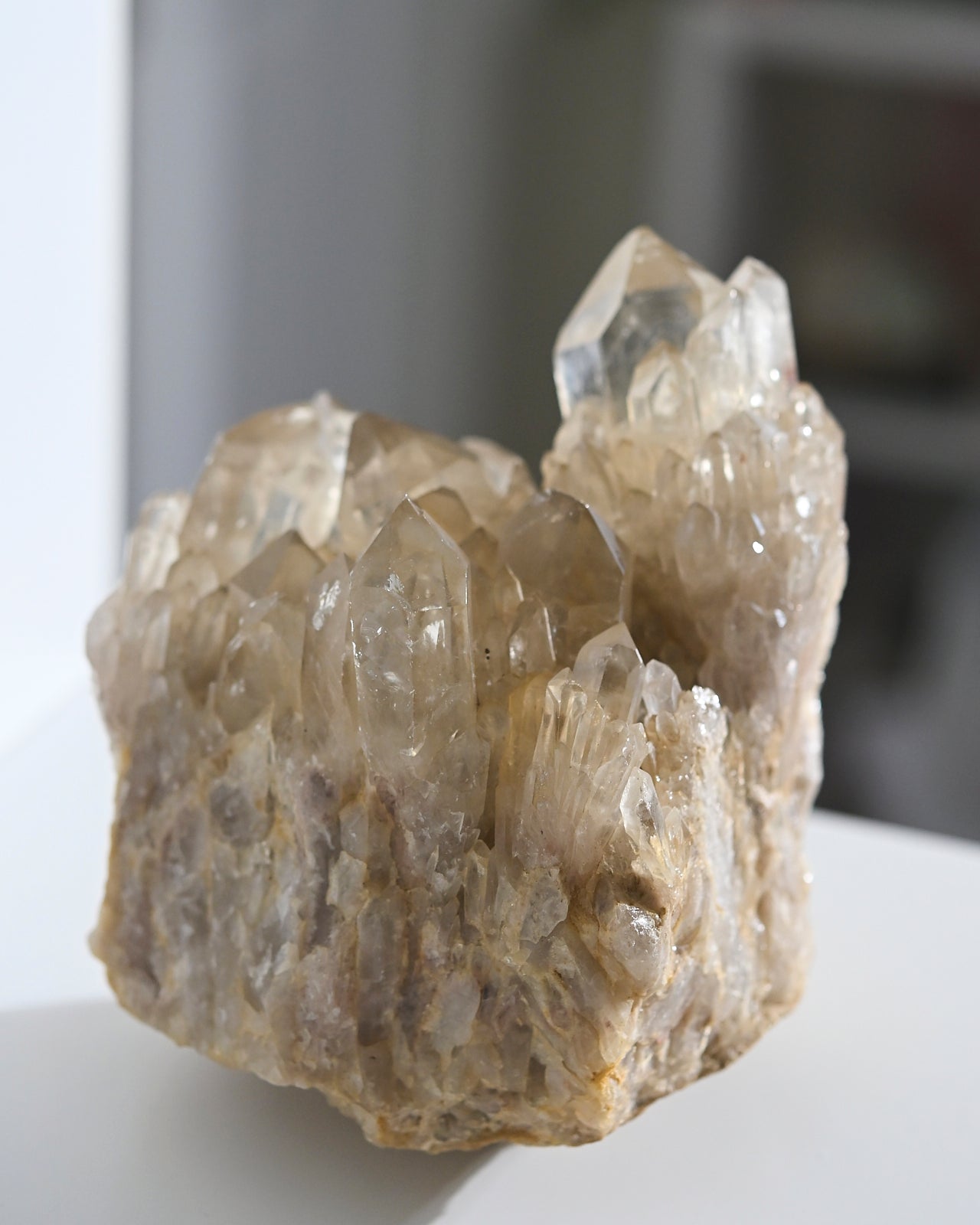 Natural Elestial Citrine Crystal Cluster - 3.7lbs Raw Healing Stone for Meditation, Reiki, Chakra Balancing & Home Decor