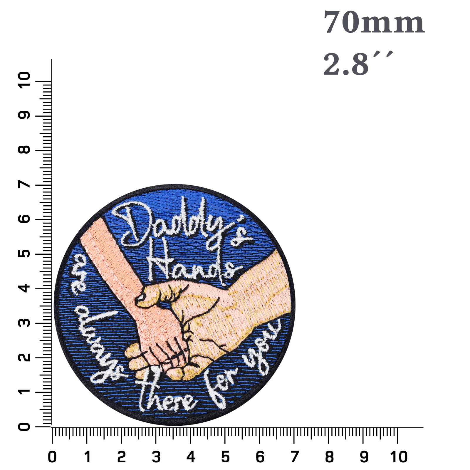 Daddy's Hands Are Always There for You - Iron-On or Sew-On Fabric Patch (2.75x2.75 in) for Clothing, Backpacks & DIY Crafts | Funny Quote Applique for All Fabrics - Perfect for Gifts, Family Apparel & Personalized Projects