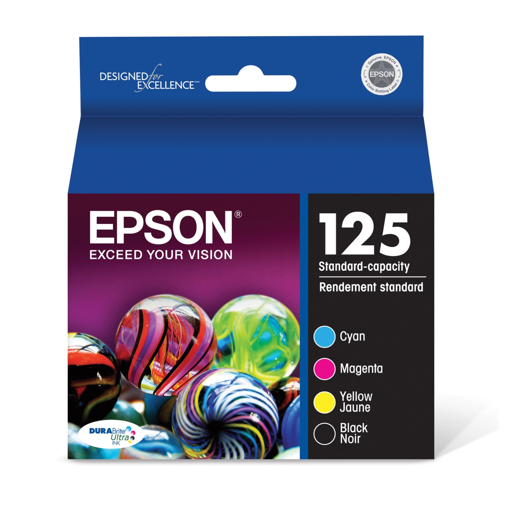 Epson 125 DURABrite Ultra Black & Color Ink Cartridge Combo Pack - Compatible with Stylus NX-125/NX-127/NX-130/NX-230/NX-420/NX-530/NX-625 & WorkForce WF-320/WF-323/WF-325/WF-520 Printers - Ideal for Home Office Printing, Documents & Photos