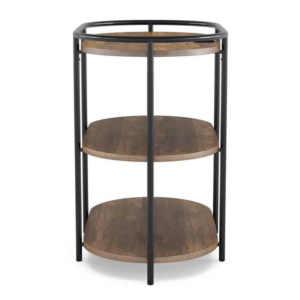Furniture of America Preton Rustic Metal Side Table with USB Charging Port - Matte Black Finish for Living Room, Bedroom, or Office Decor