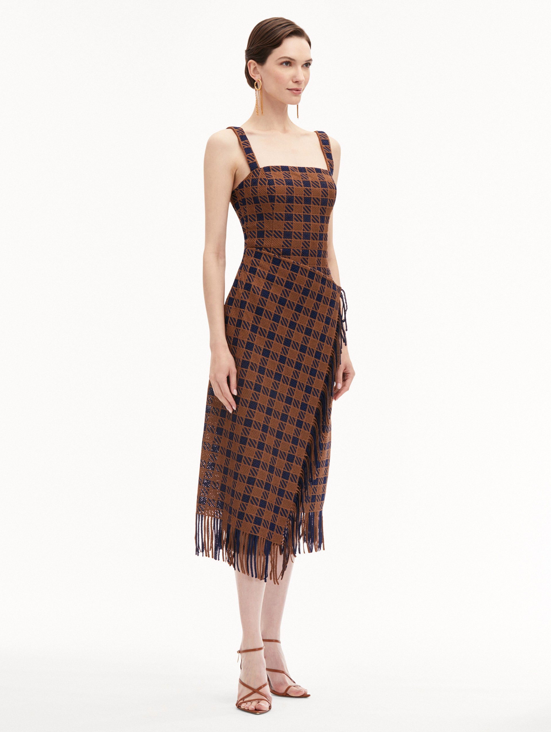Elegant Check Fringe Guipure Lace Dress for Women - Perfect for Cocktail Parties, Weddings & Special Occasions