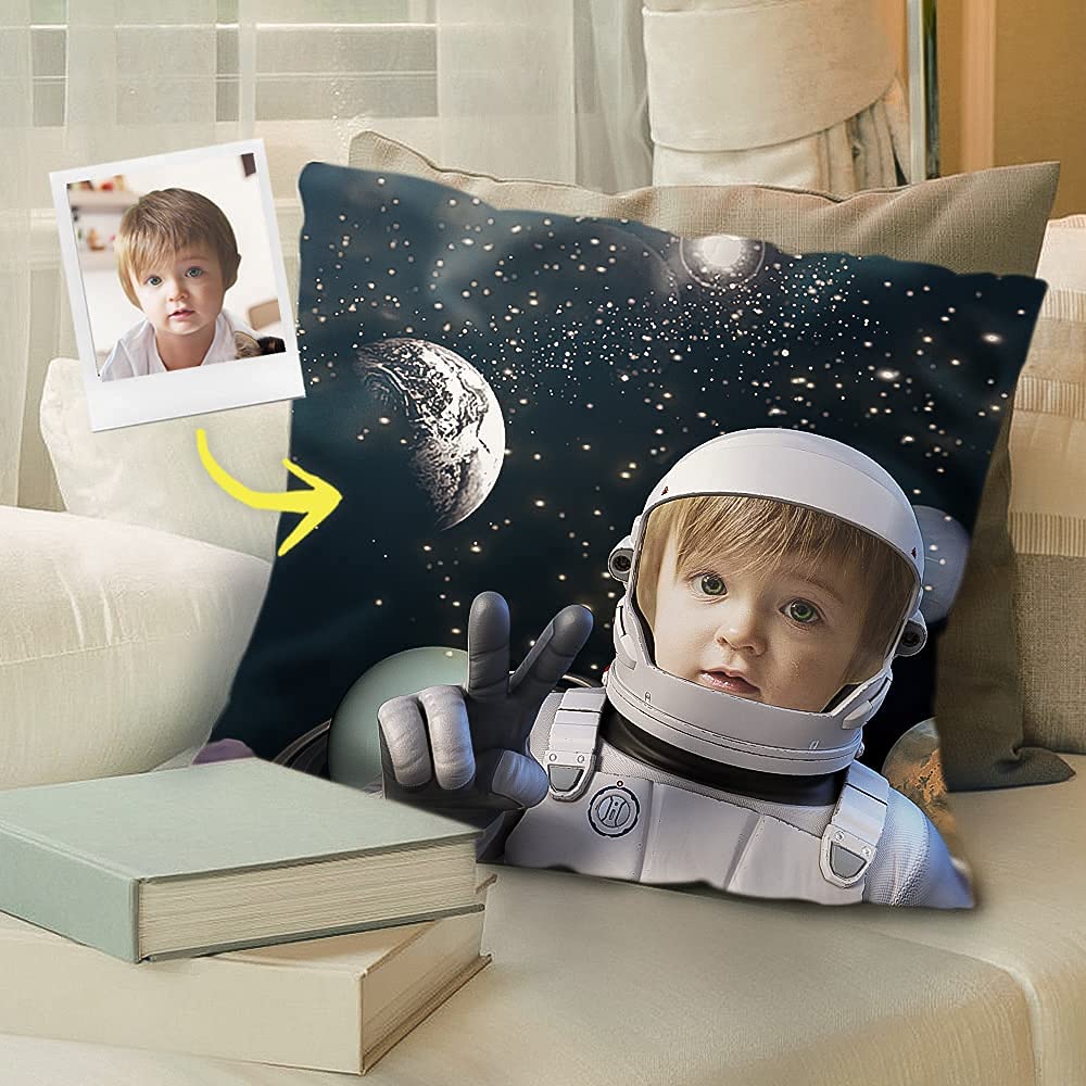 VEELU Custom Astronaut Throw Pillows - Space Themed Square Pillow Covers with Moon & Spaceship Designs - Includes Inserts for Sofa, Bed, Couch Decor - Perfect for Living Room, Bedroom & Space Enthusiast Gifts