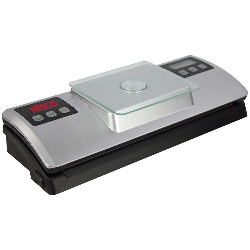 Nesco VSS-01 Automatic Food Vacuum Sealer with Digital Scale & Starter Kit - Silver | Fresh Food Storage, Meal Prep, Sous Vide Cooking, Freezer Organization | Airtight Preservation for Longer Shelf Life