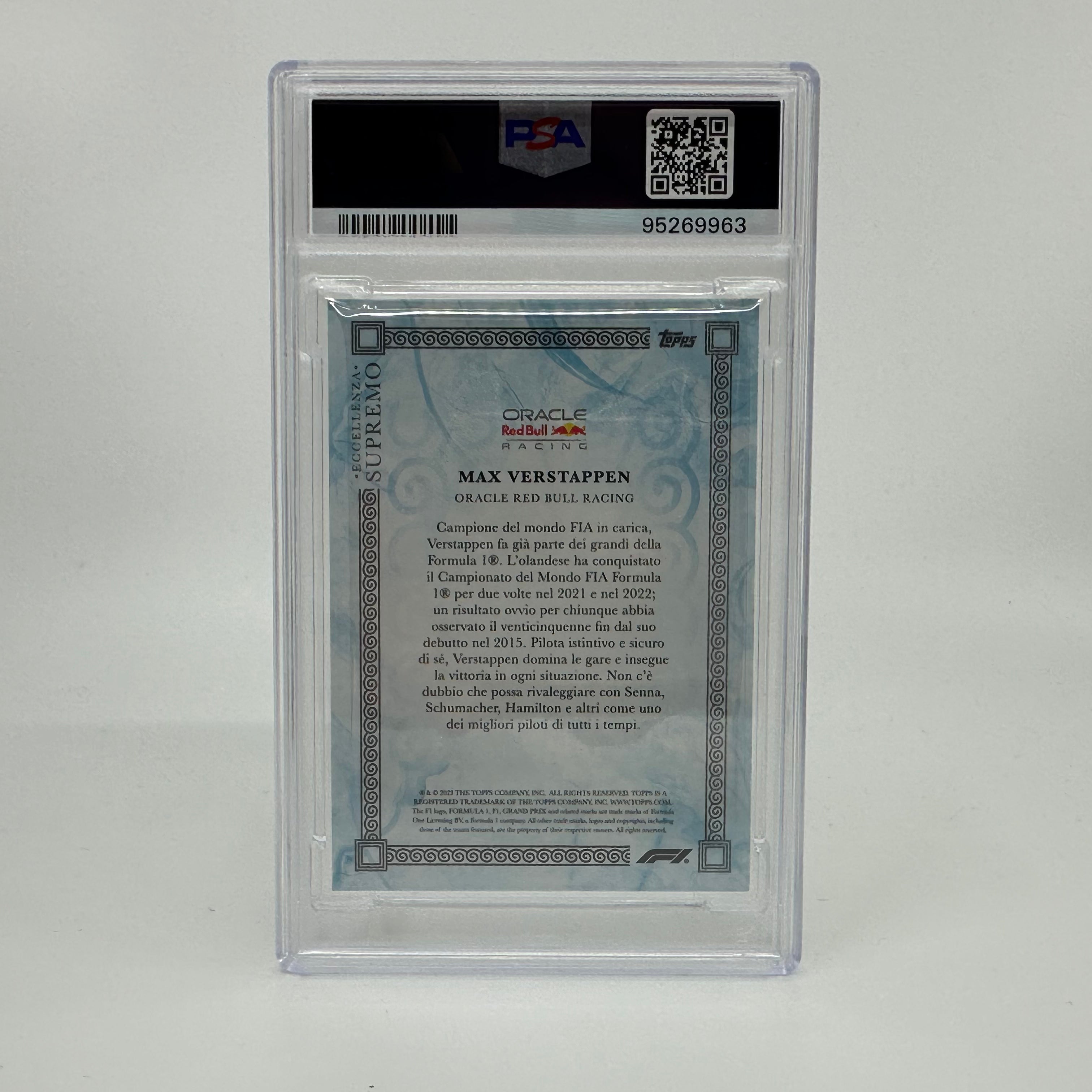 2023 Eccellenza Supremo Max Verstappen Blue PSA 8 12/49 - Premium Trading Card for F1 Collectors & Racing Enthusiasts - Perfect for Display, Investment & Sports Memorabilia Collections