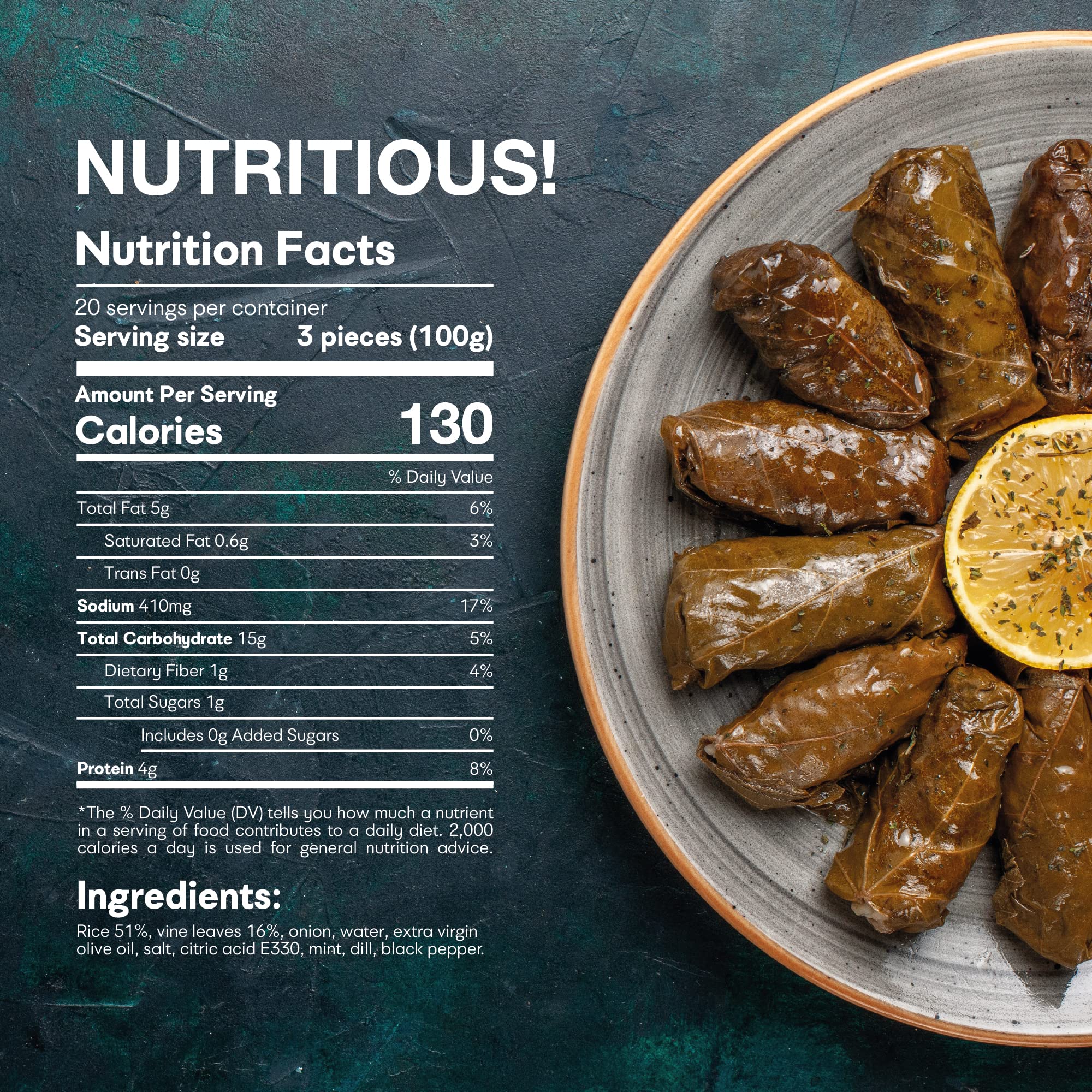 Emirelli Dolmas Stuffed Grape Leaves with Rice - Mediterranean Herbs in Extra Virgin Olive Oil | Ready-to-Eat Vegan Rolls | Authentic Turkish Dolmades Recipe | Perfect for Appetizers, Picnics & Mediterranean Diet Meals