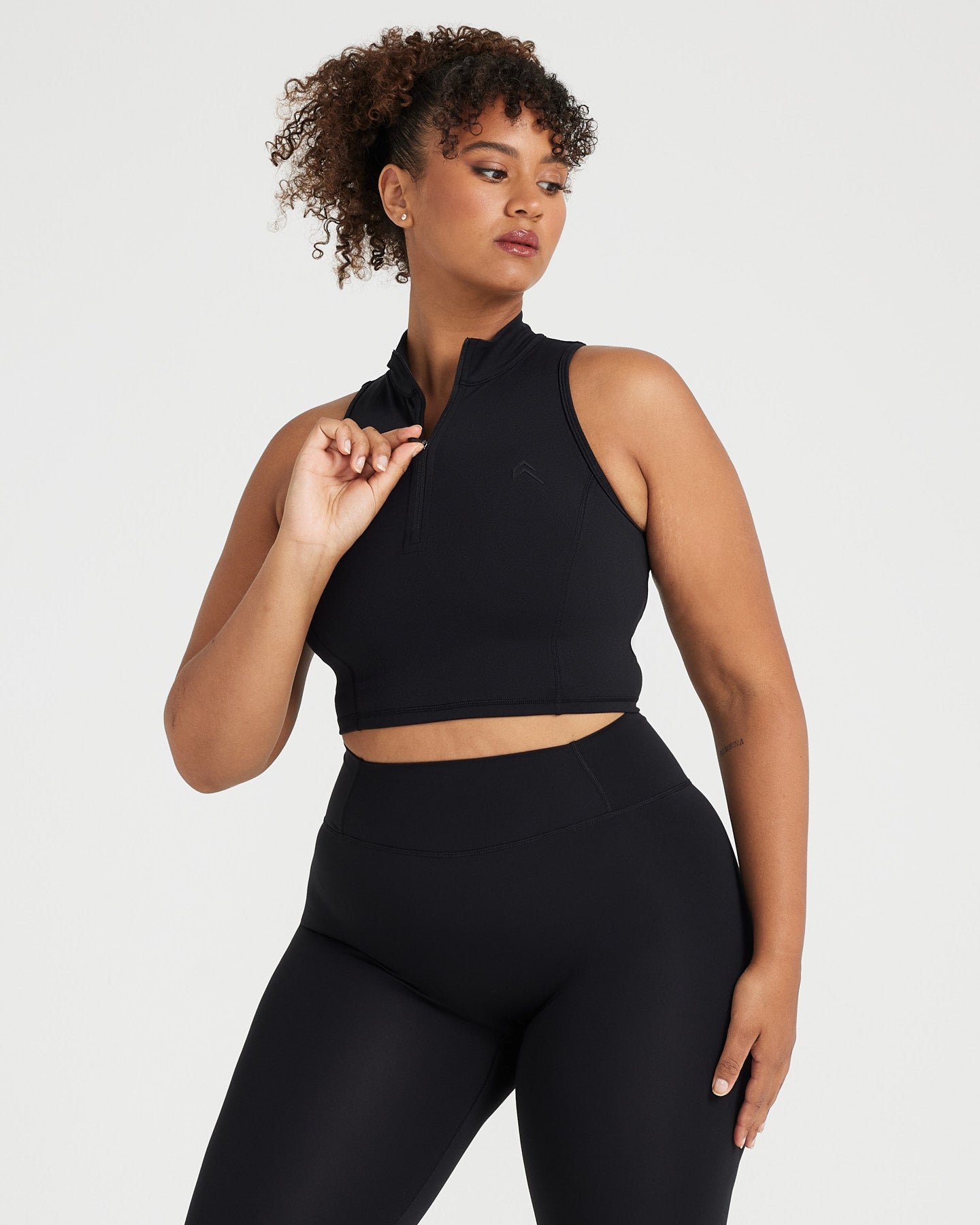 Timeless Half Zip Crop Tank Top for Women - Stylish Workout & Casual Wear - Perfect for Yoga, Gym, and Everyday Outfits | Black