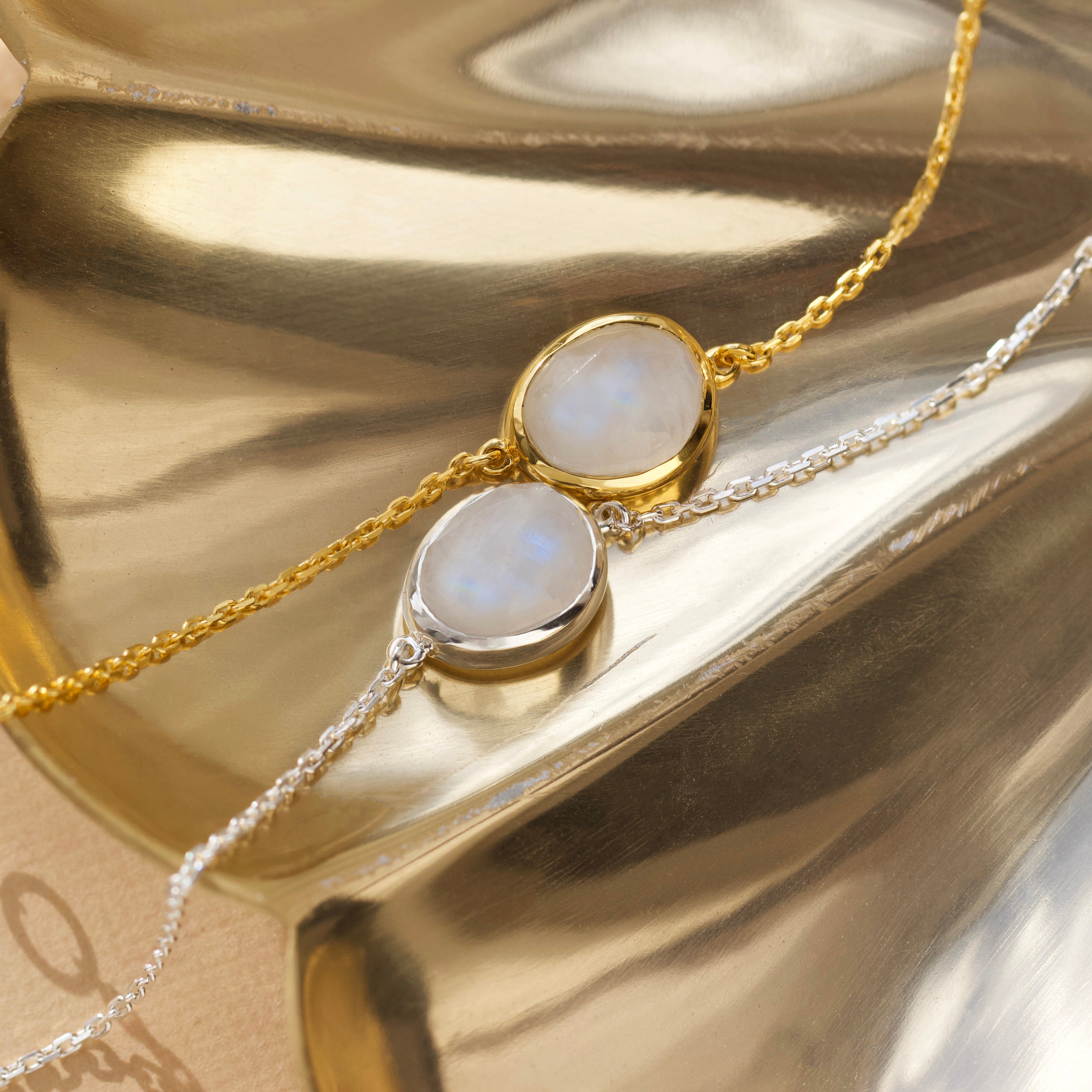 Moonstone Bracelet for Women - Genuine Semi-Precious Stone Jewelry - Perfect for Yoga, Meditation & Boho Fashion