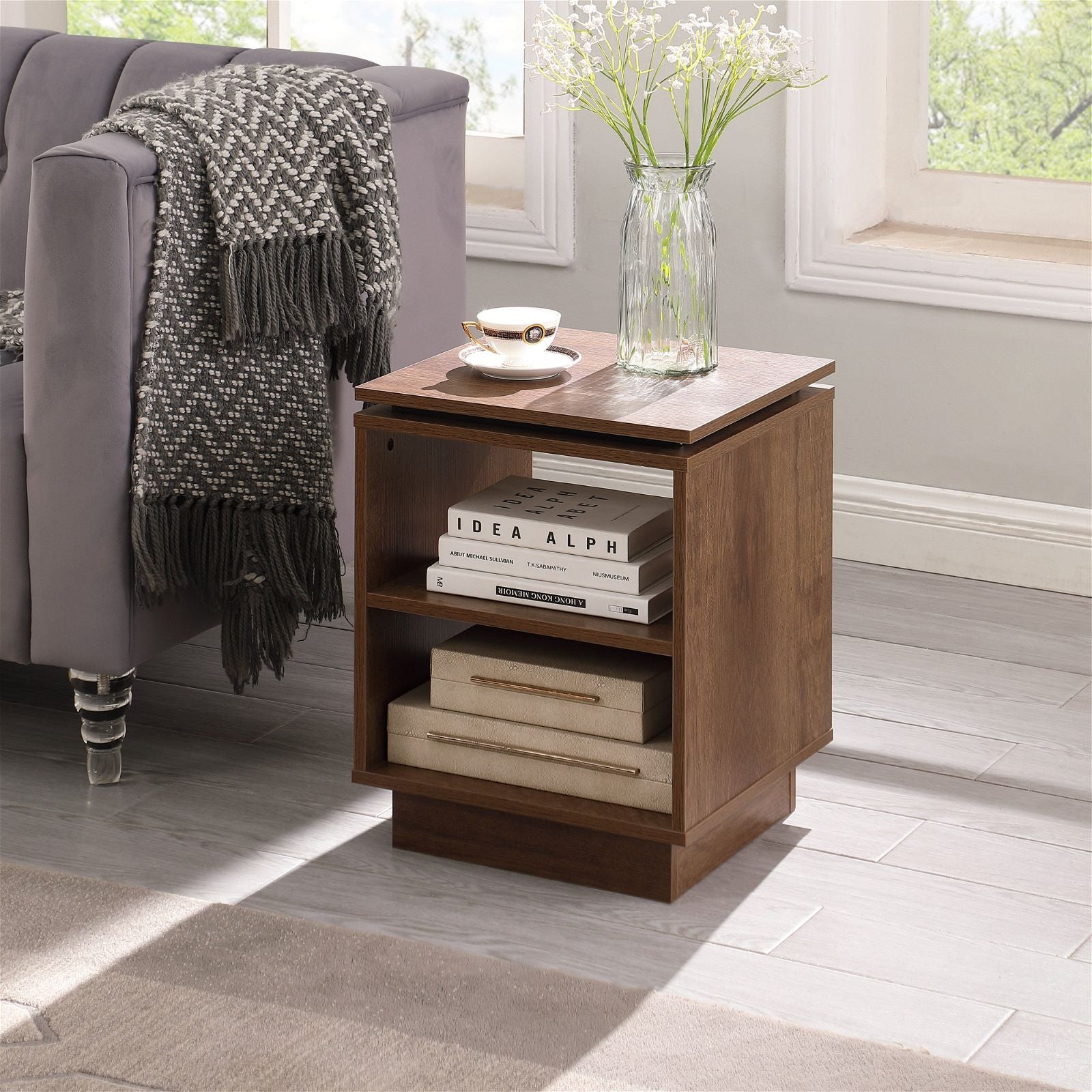 HOLLYWOOD Dark Oak End Table by Tauris - Stylish Nightstand for Living Room, Bedroom & Office