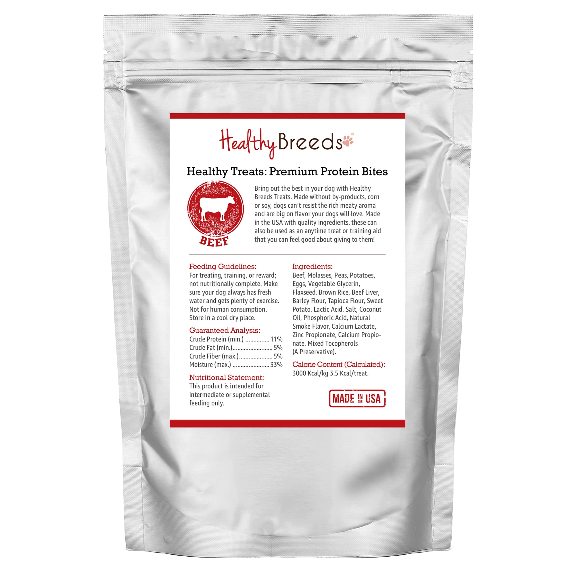 Healthy Breeds Premium Protein Bites for Dogs - Low Fat Beef Dog Treats with Real Meat as First Ingredient - 10oz - Perfect for Training & Rewarding Good Behavior